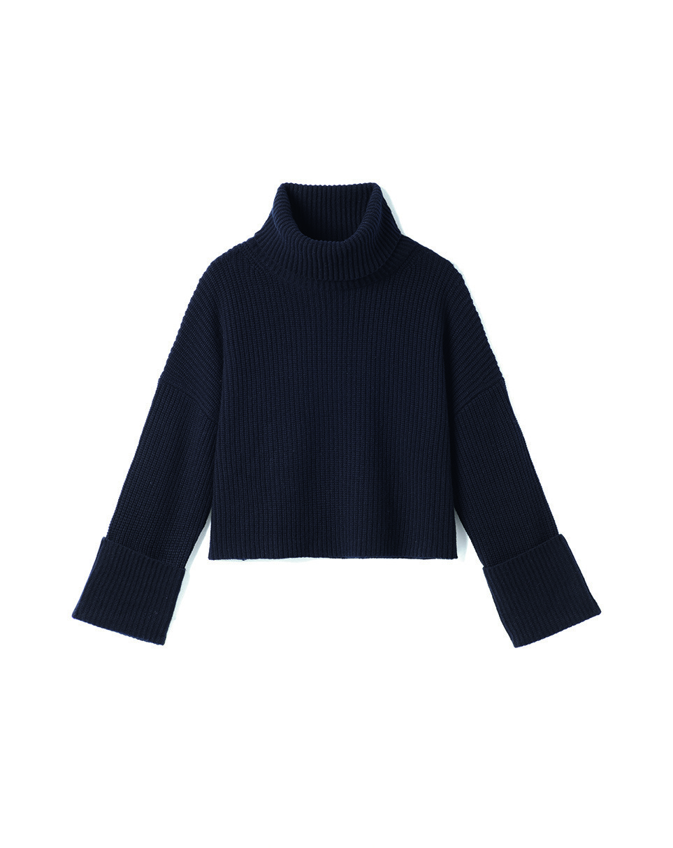 Pull col roulé à côtes - Femme - NOIR