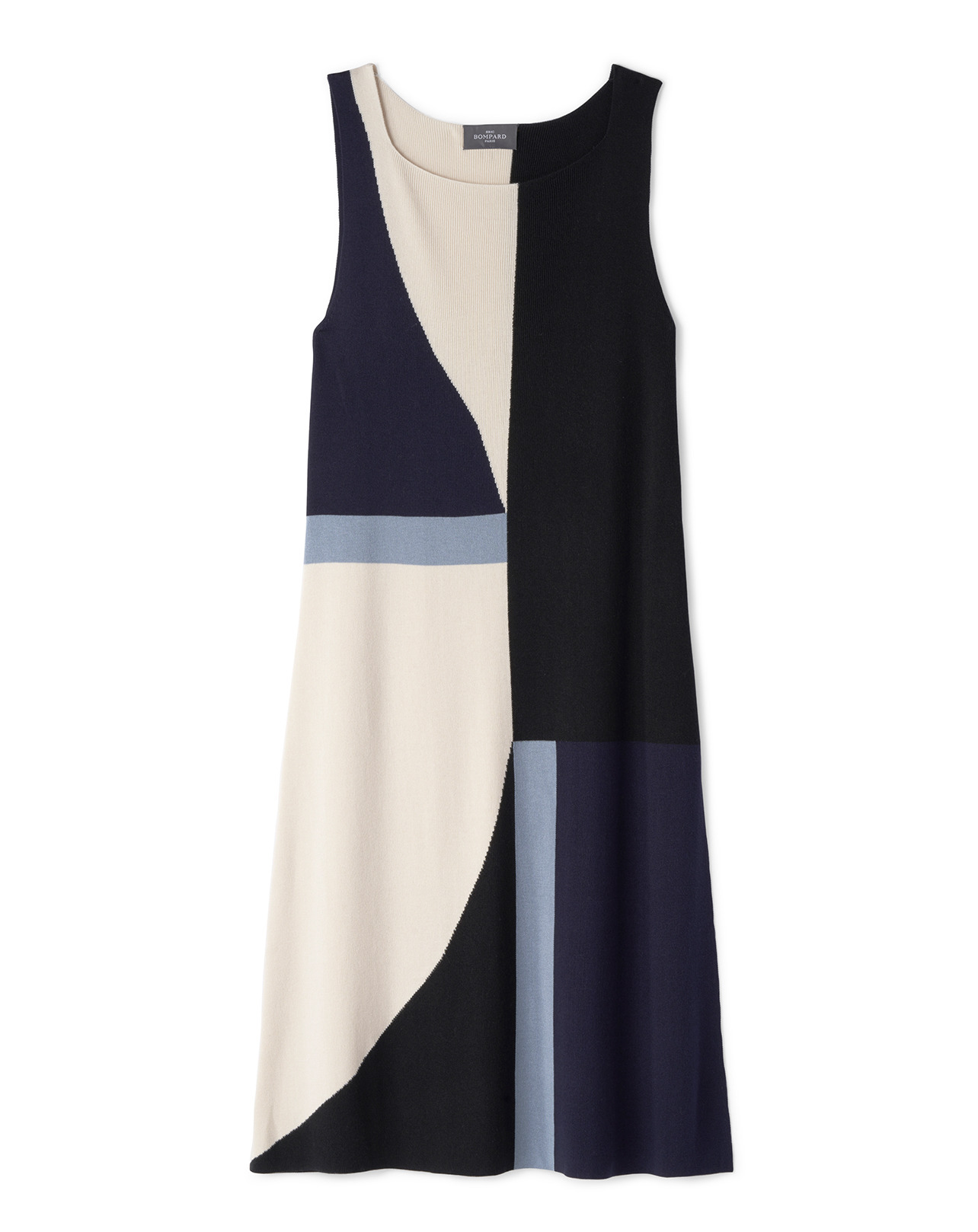 Robe midi intarsia - Femme - MARINE/NATUREL