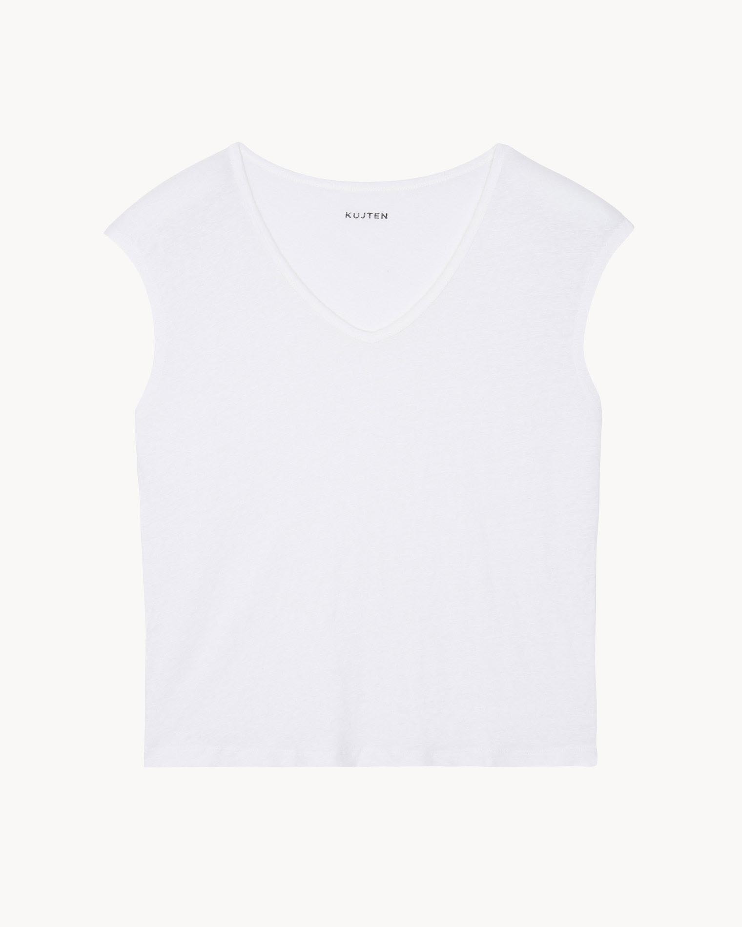 T-Shirt Karol T-Shirt Col V Sans Manches Lin