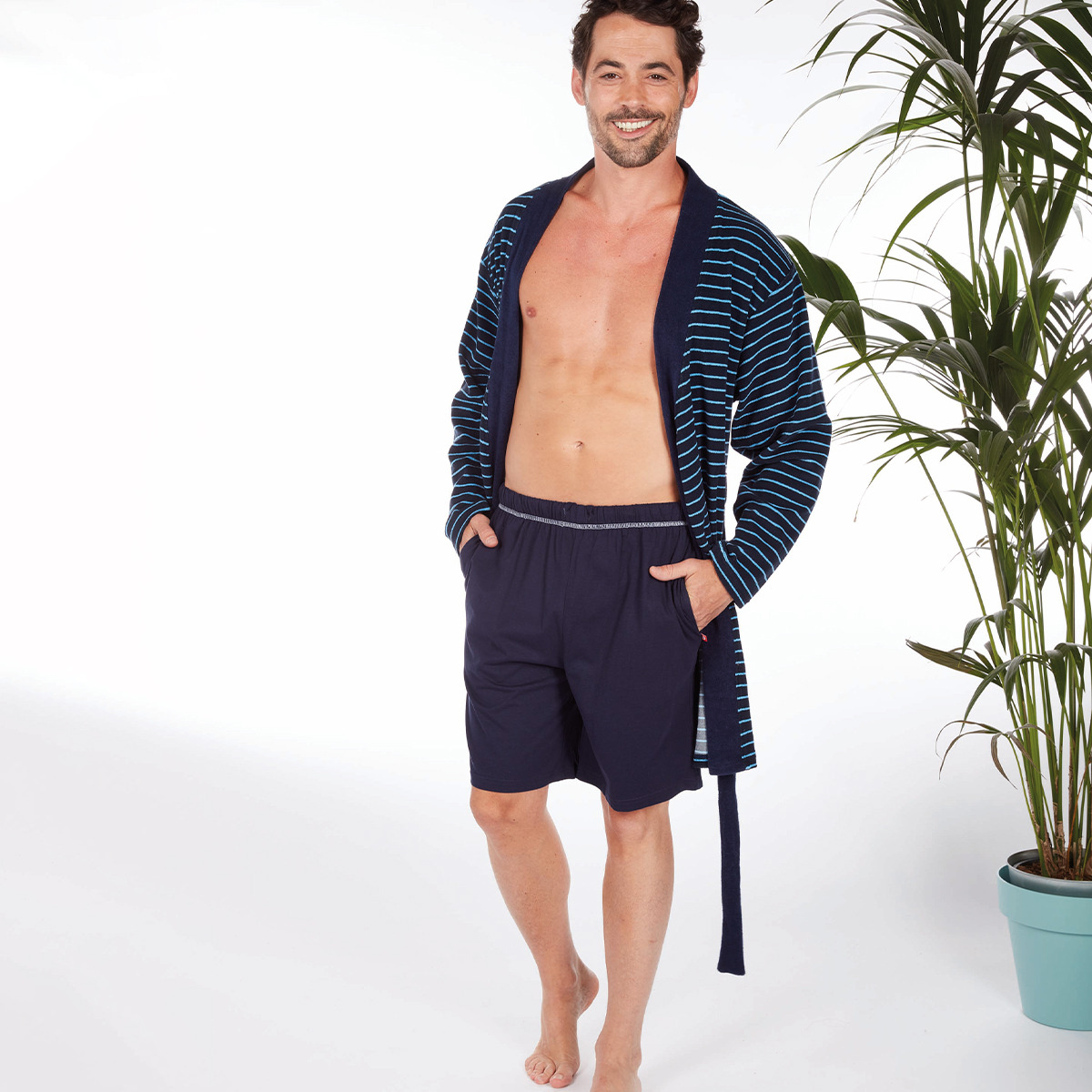 Peignoir homme OH CAPITAINE bleu rayé