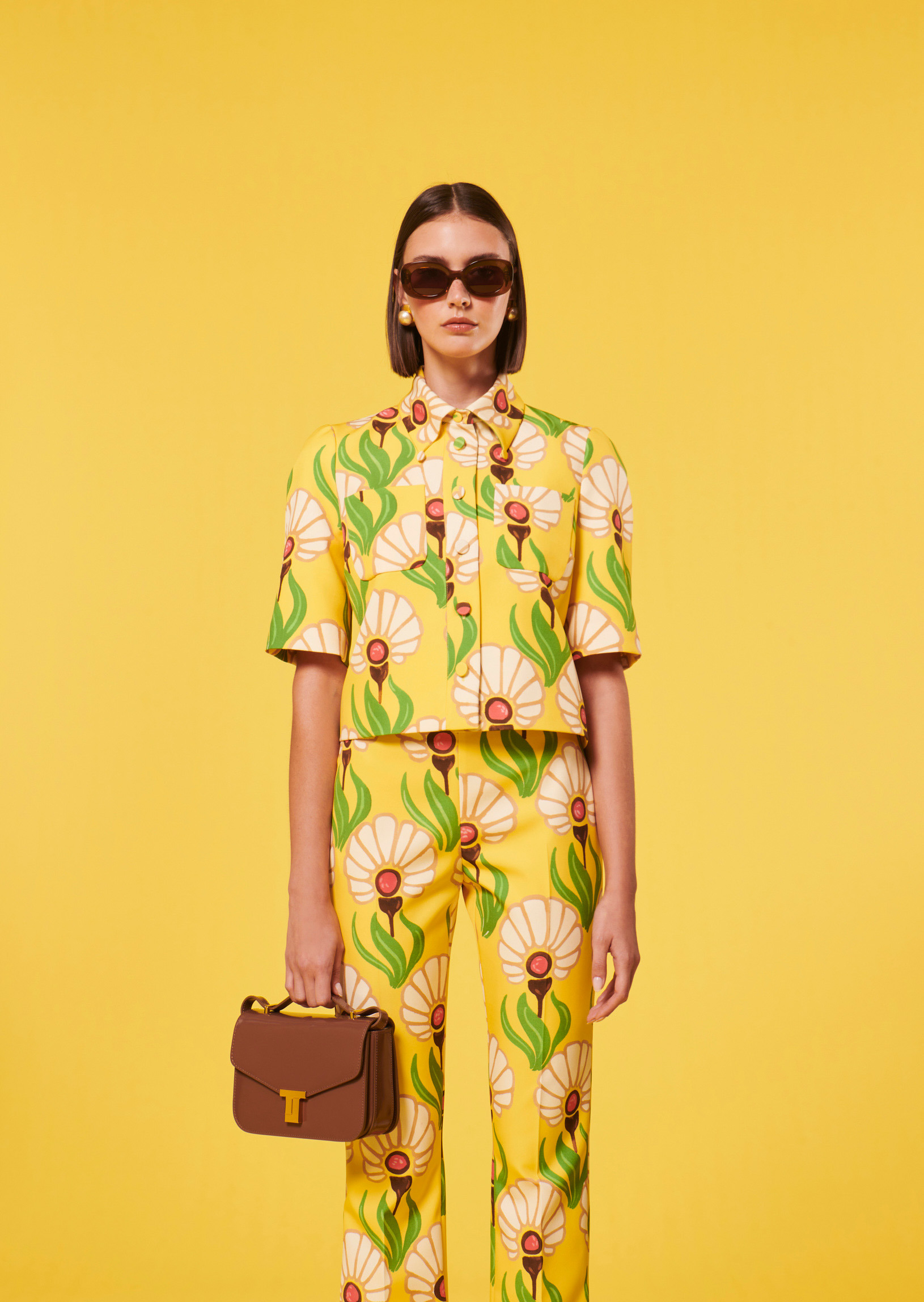 Top Thadea-Jaune en Polyester