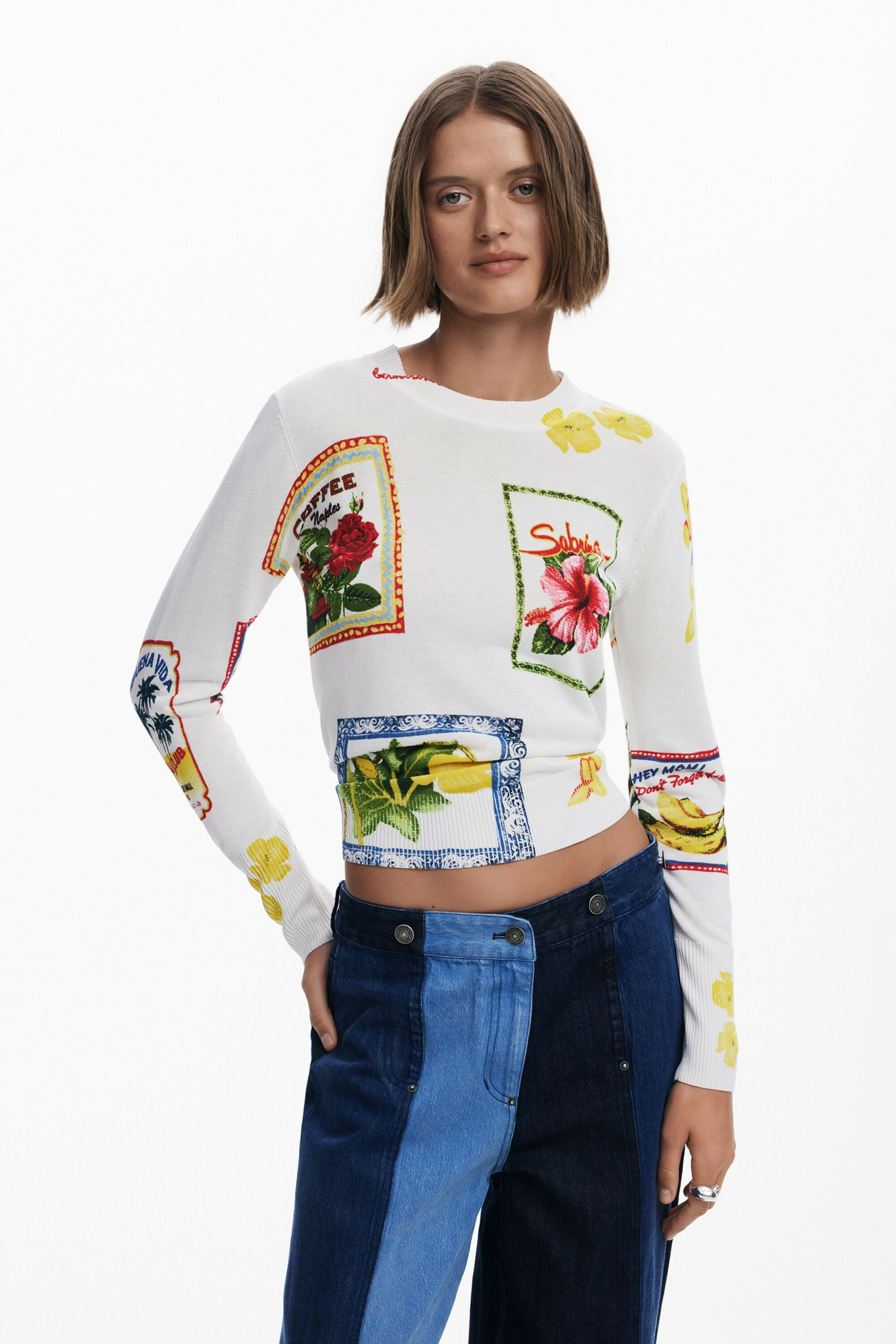 Pull à motifs tropicaux