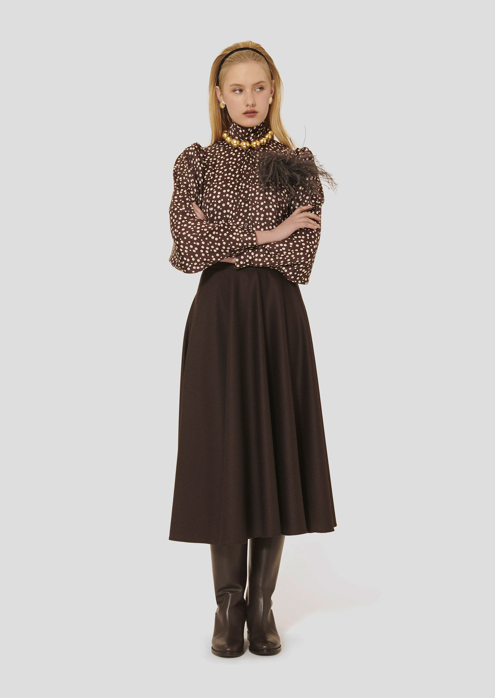 Jupe Jackie-Chocolat en Laine Vierge