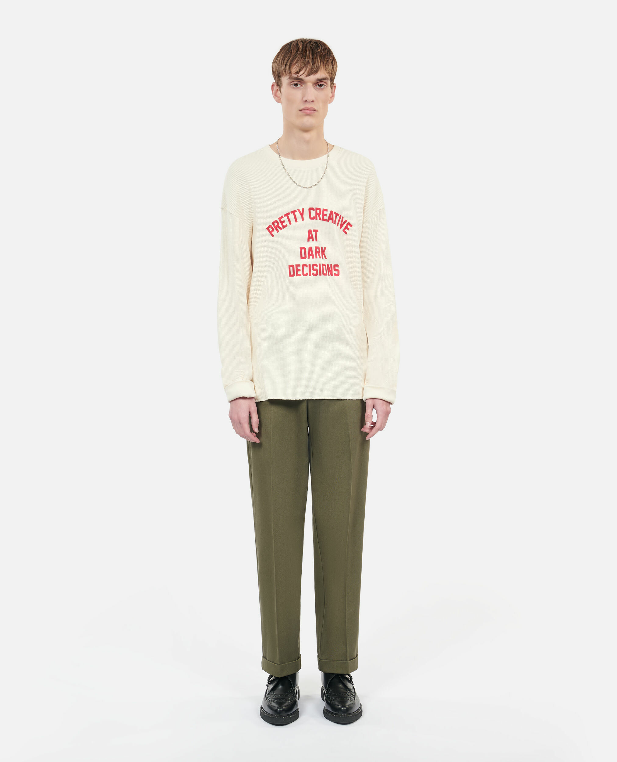 Sweatshirt Écru Sérigraphie Pretty Creative Homme