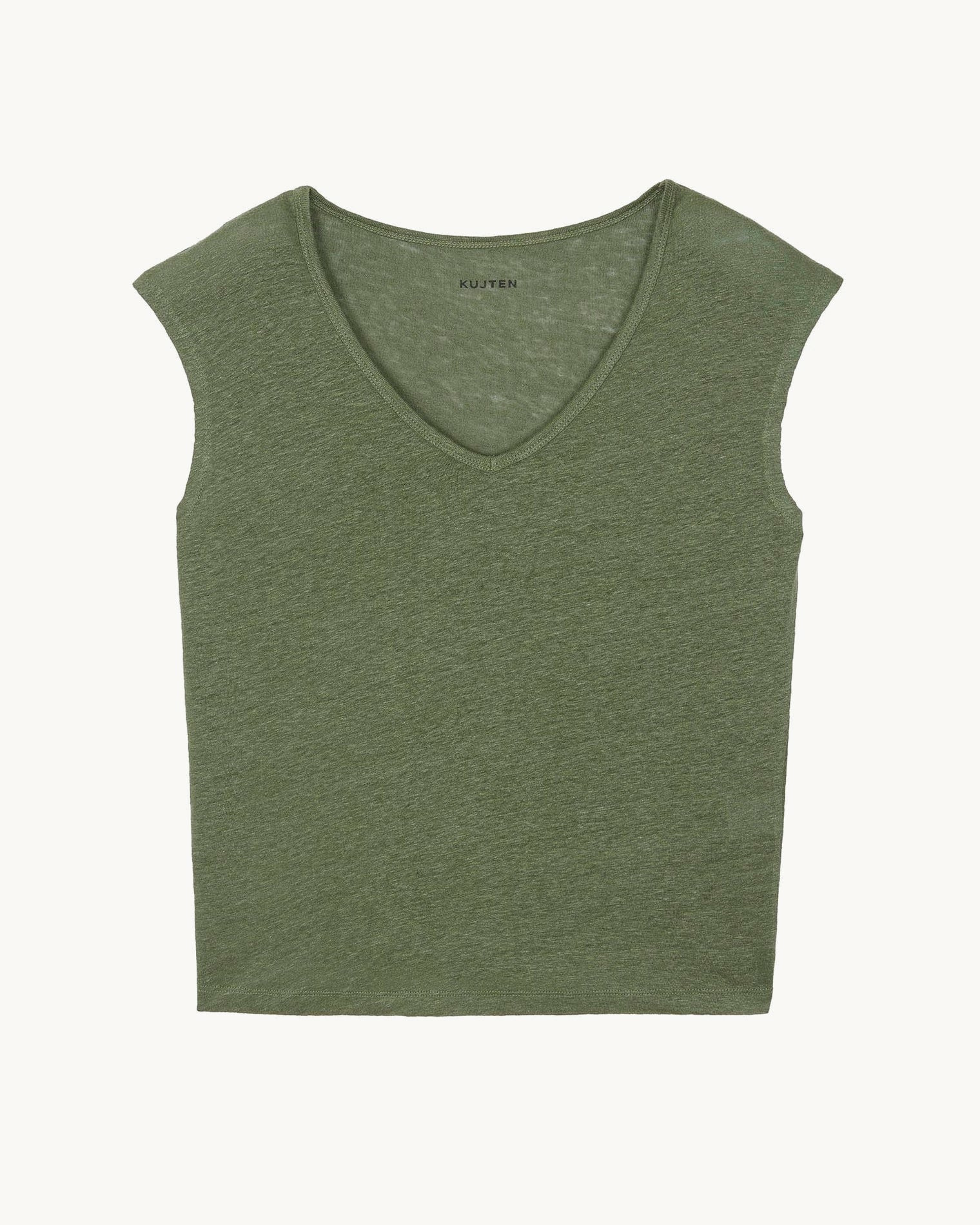 T-Shirt Karol T-Shirt Col V Sans Manches Lin