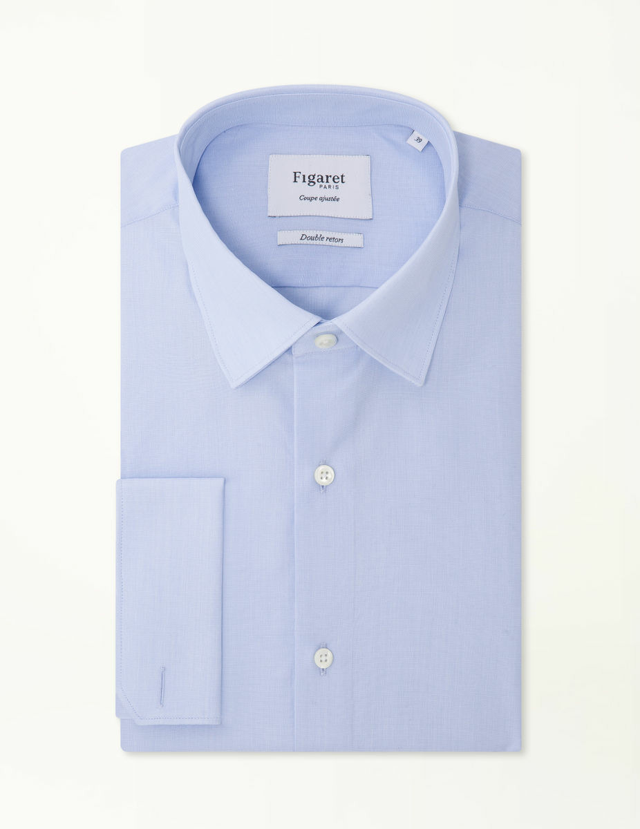 Chemise Ajustée en fil-à-fil bleu