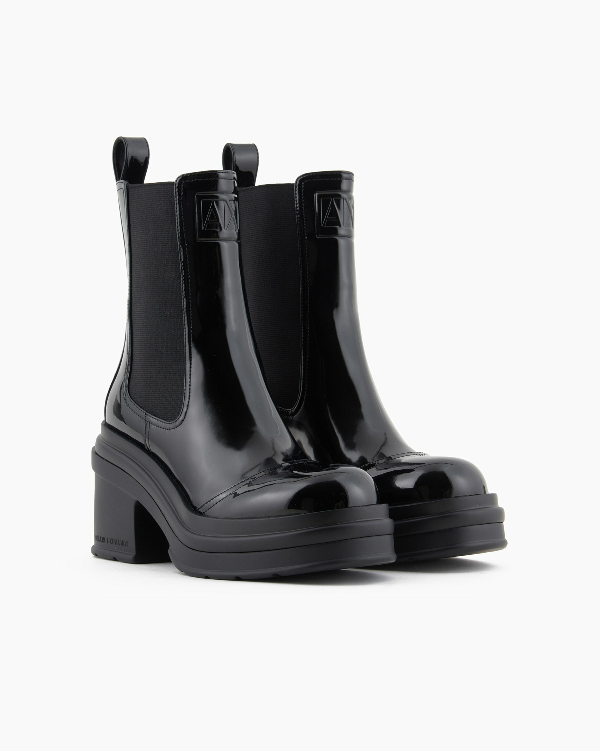 Botte de cheville brevetée en pu noir