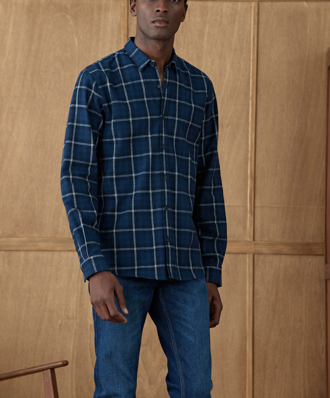 Chemise Mercer en flanelle carreaux Dusky Navy