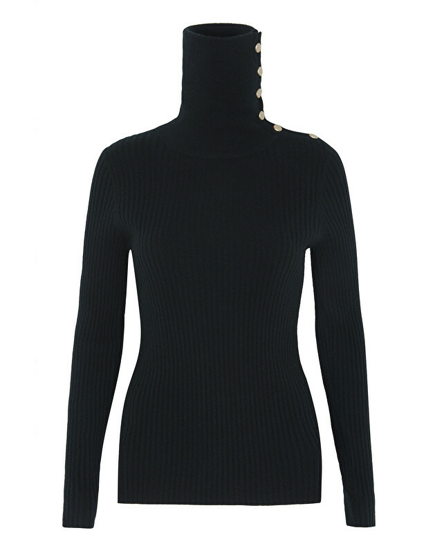 Pull Leslie Pull Col Roulé Cachemire Côtelé, 2 fils