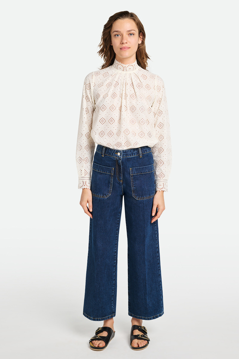 JEAN DROIT AVEC POCHES PLAQUEES DEVANT ET DOS HELIAS NE PAS U