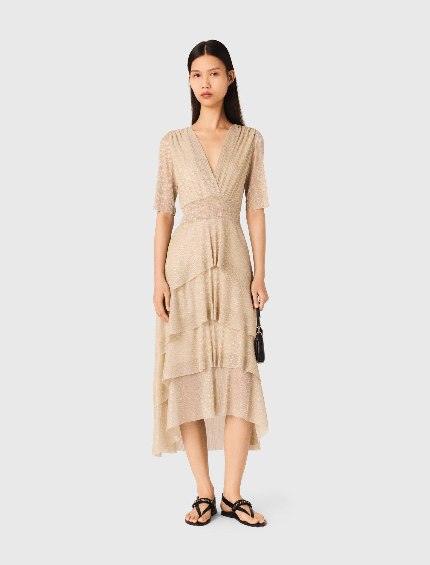 Robe à volants métallisée