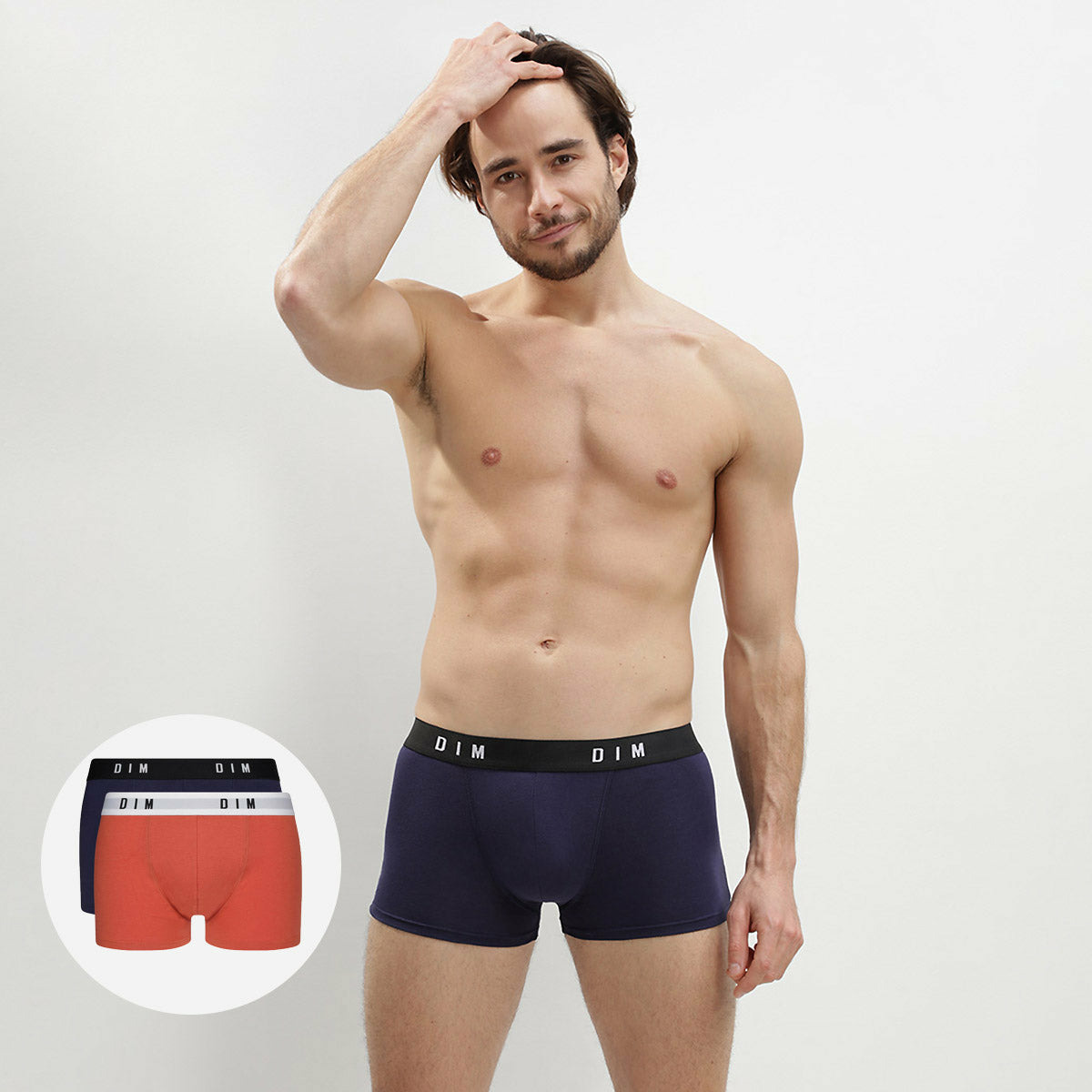 Lot de 2 boxers homme coton stretch Roux Bleu Denim Dim Originals