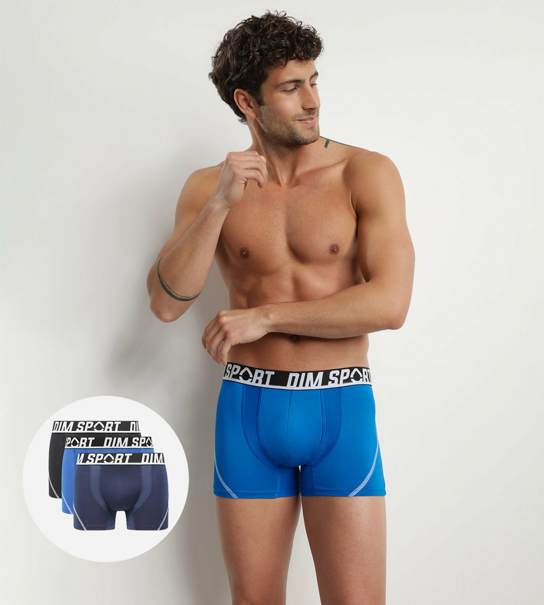 Lot de 3 boxers homme microfibre thermorégulateur Bleu Dim Sport