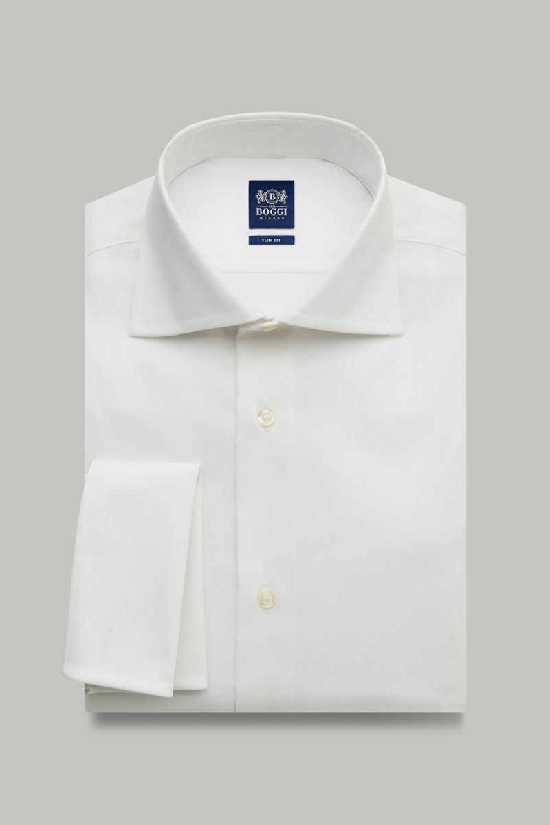 CHEMISE BLANCHE À PINPOINT EN COTON STRETCH SLIM