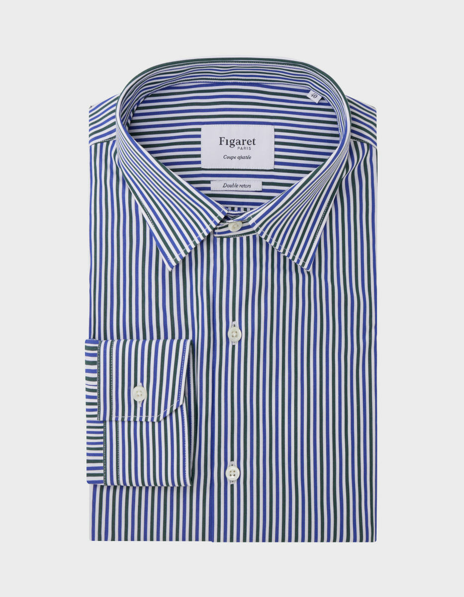 Chemise Ajustée rayée bleue
