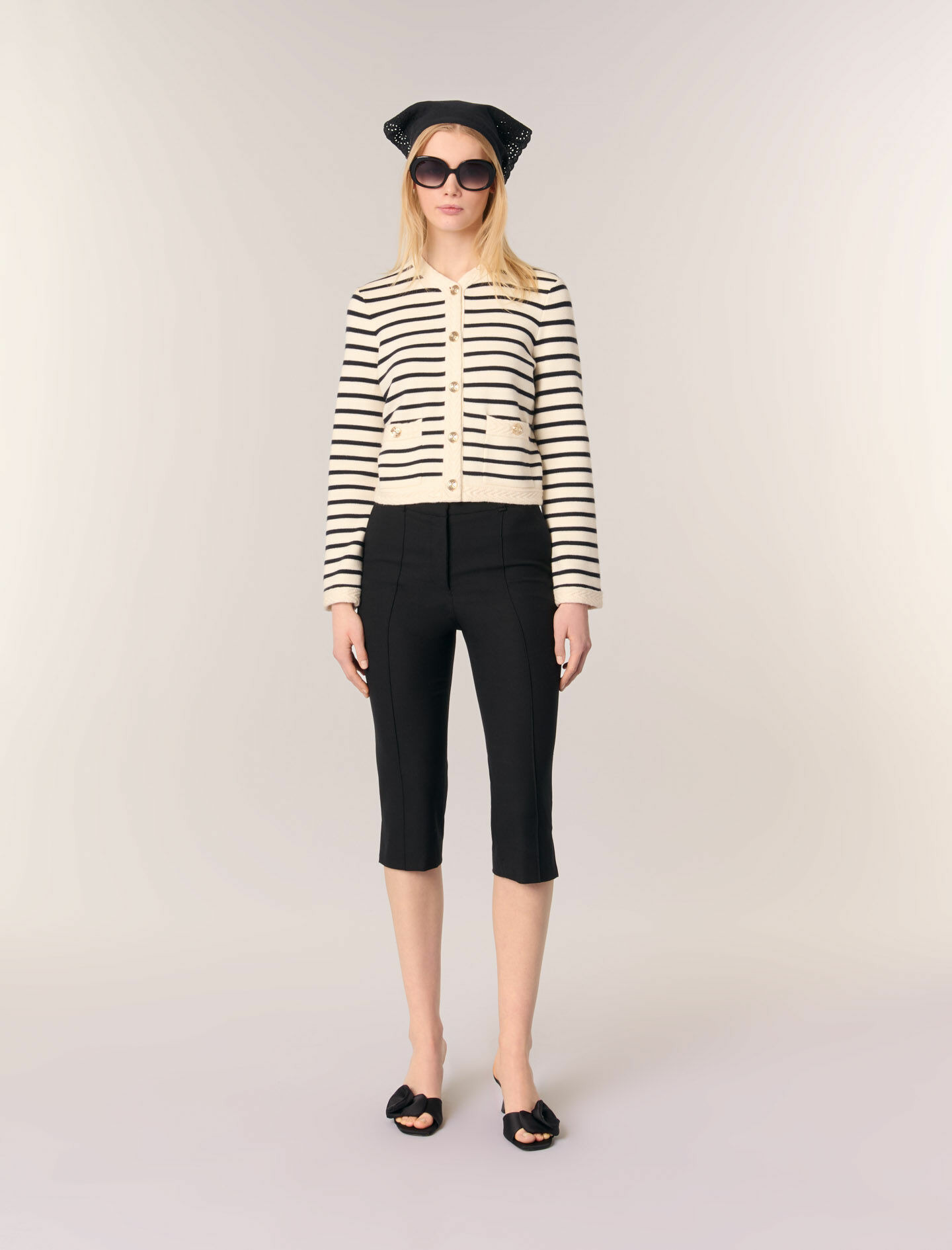 Cardigan en maille à rayures