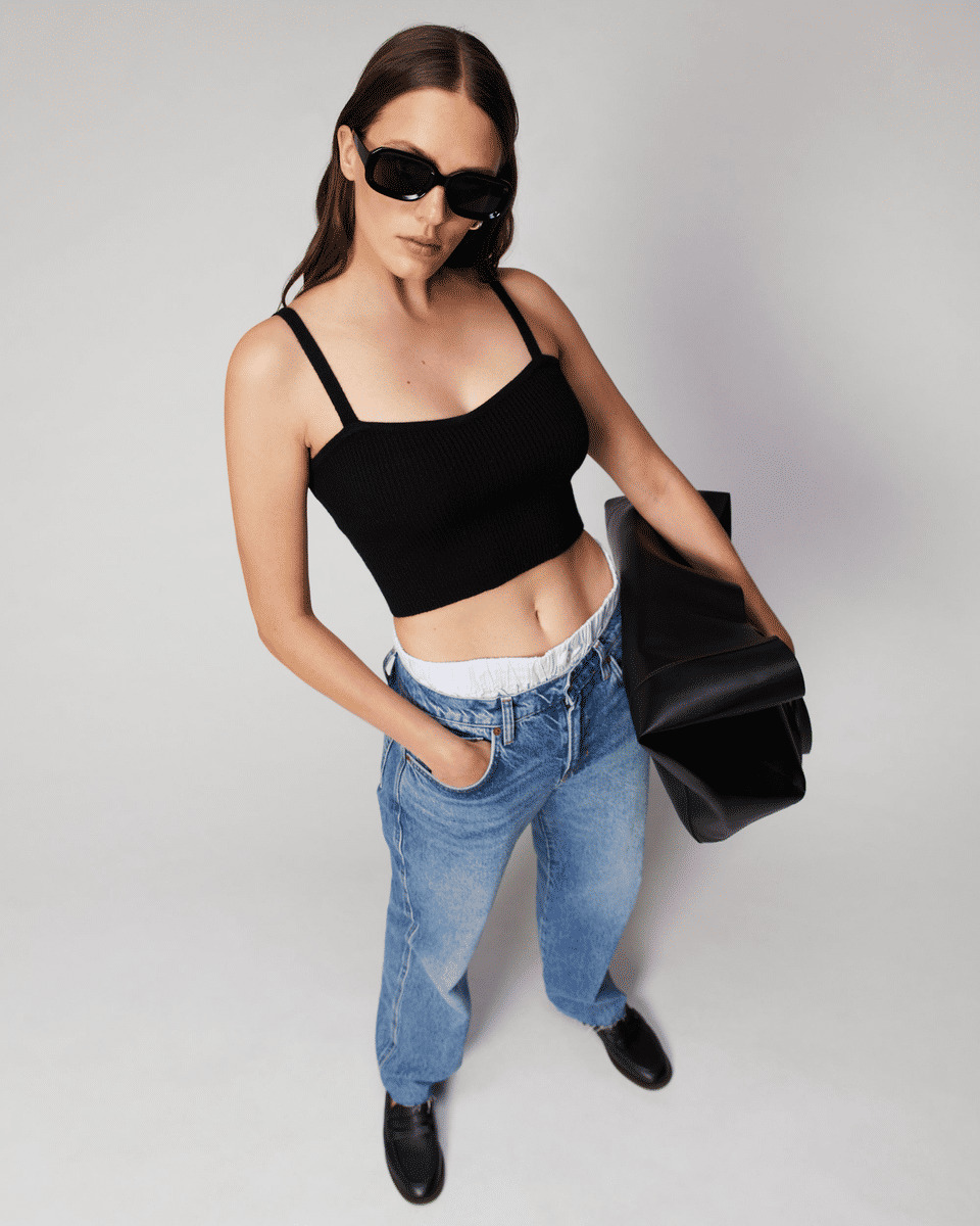 Top Bretelle À Côtes Decollete Coeur