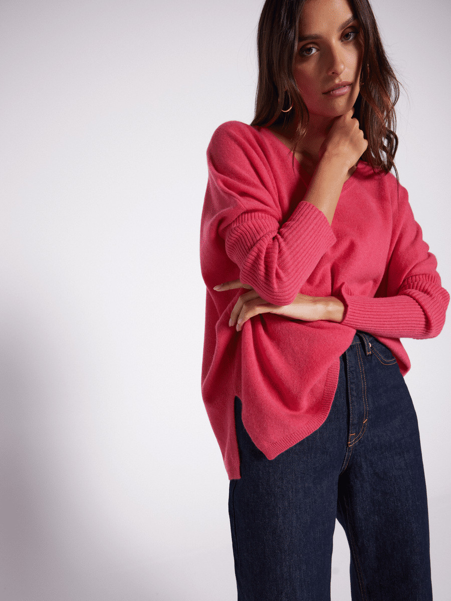 Pull poncho cachemire col V Faustine FRUIT DU DRAGON