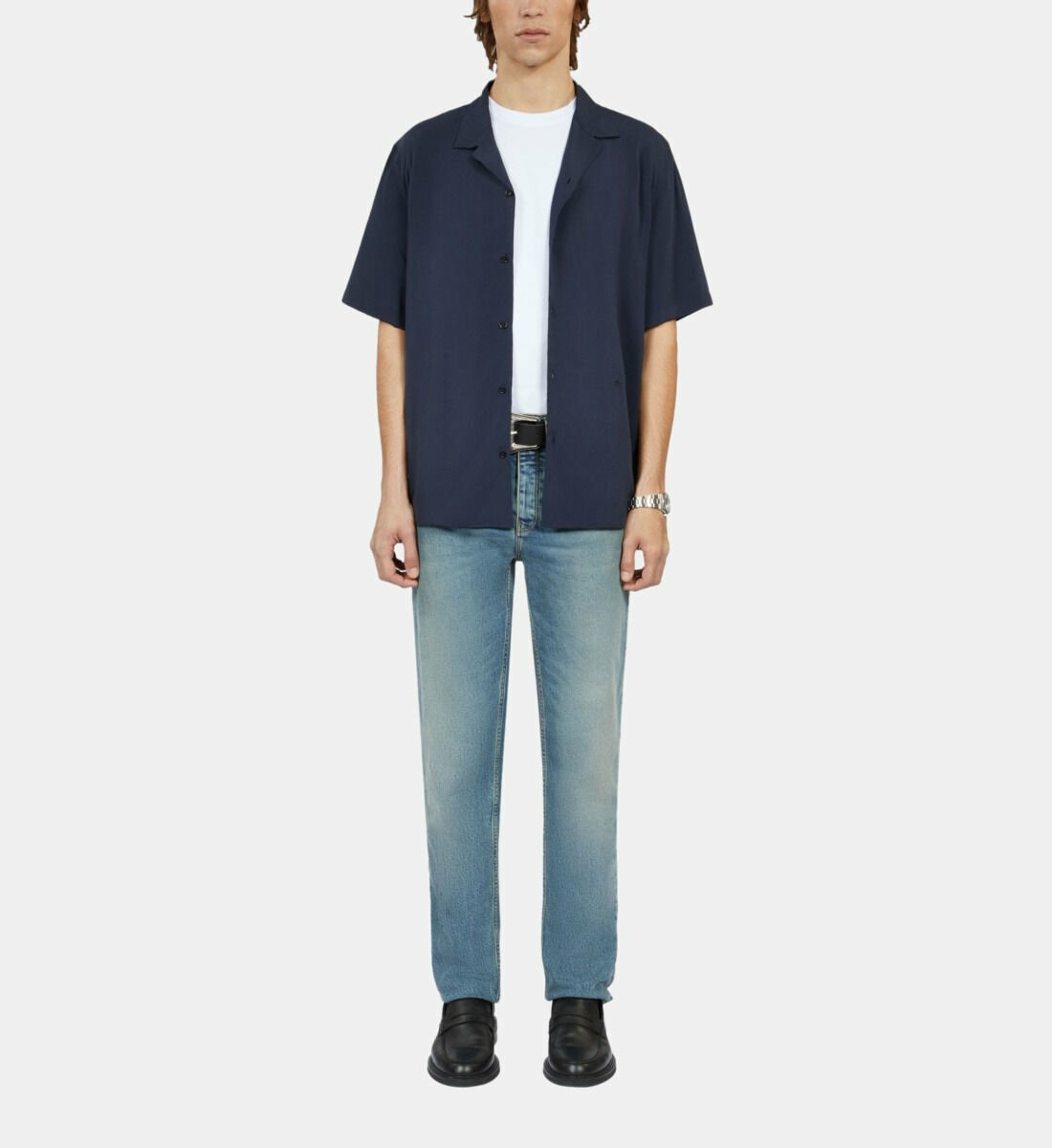 Chemise Bleu Marine Manches Courtes Homme