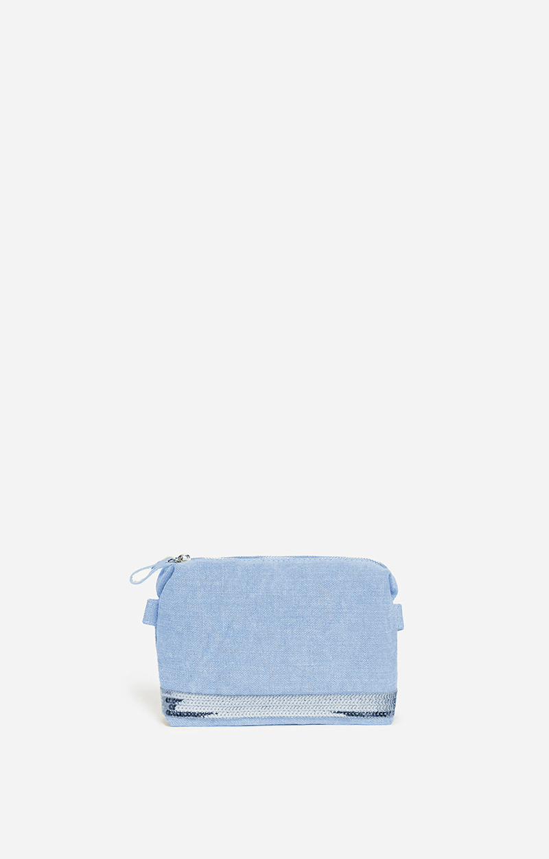 Petite Trousse Zipée En Lin & Sequins