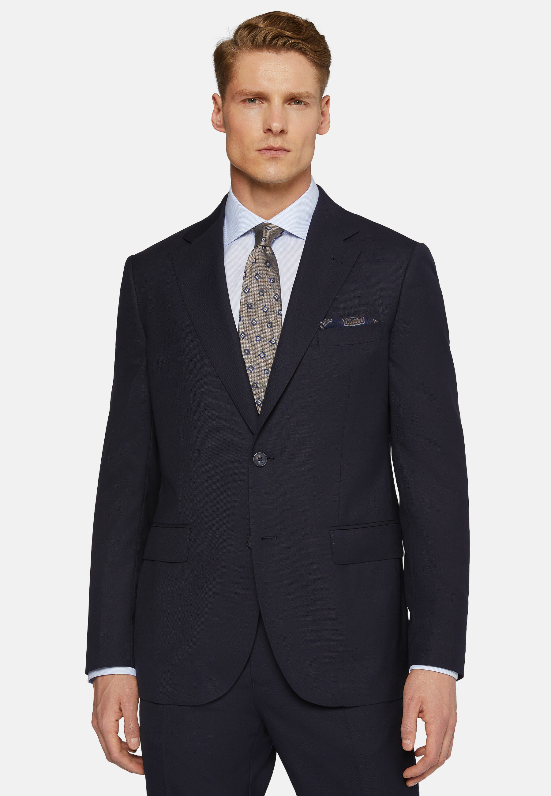 Costume Bleu Marine à Microfantaisie en Laine