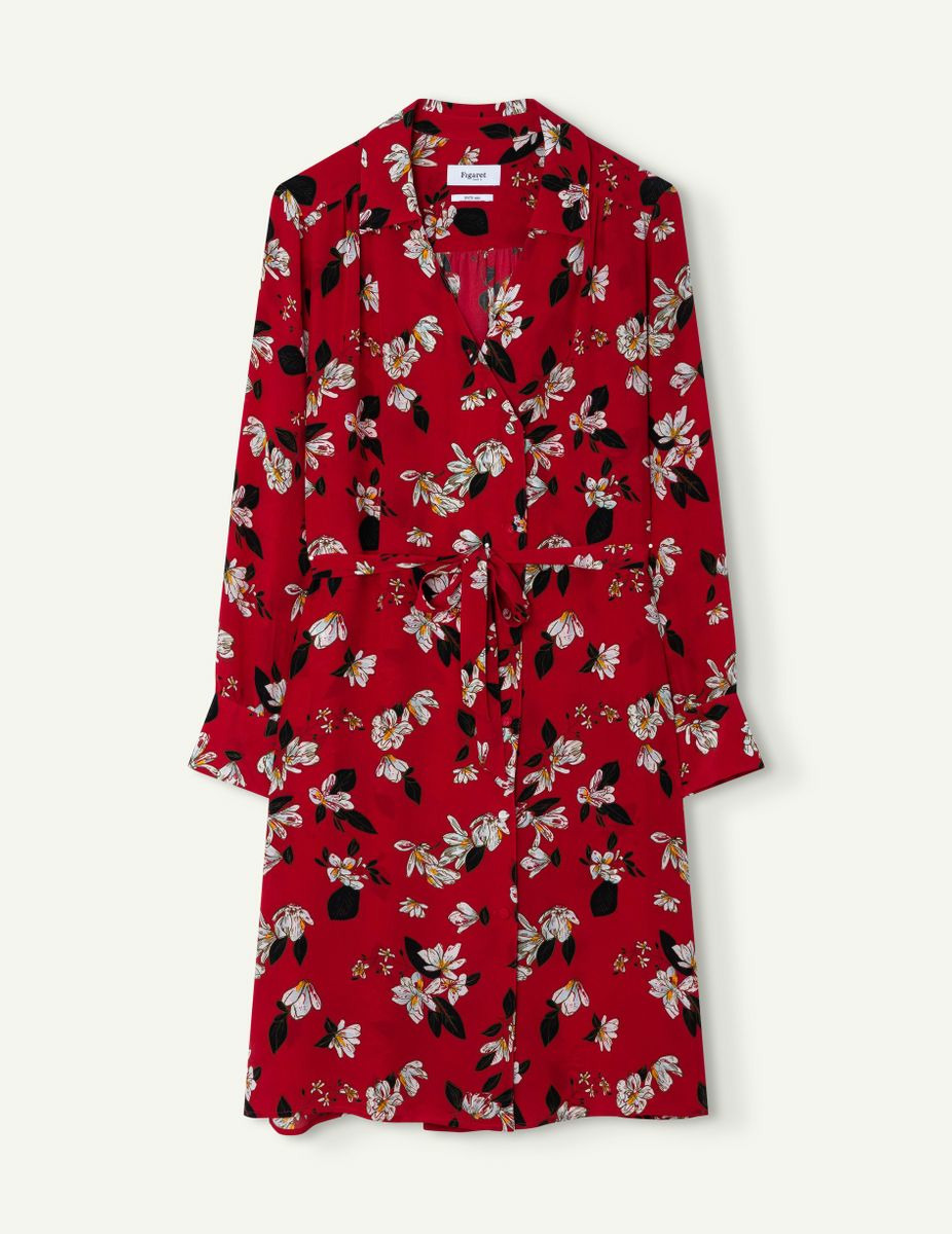 Robe Iris en soie rouge
