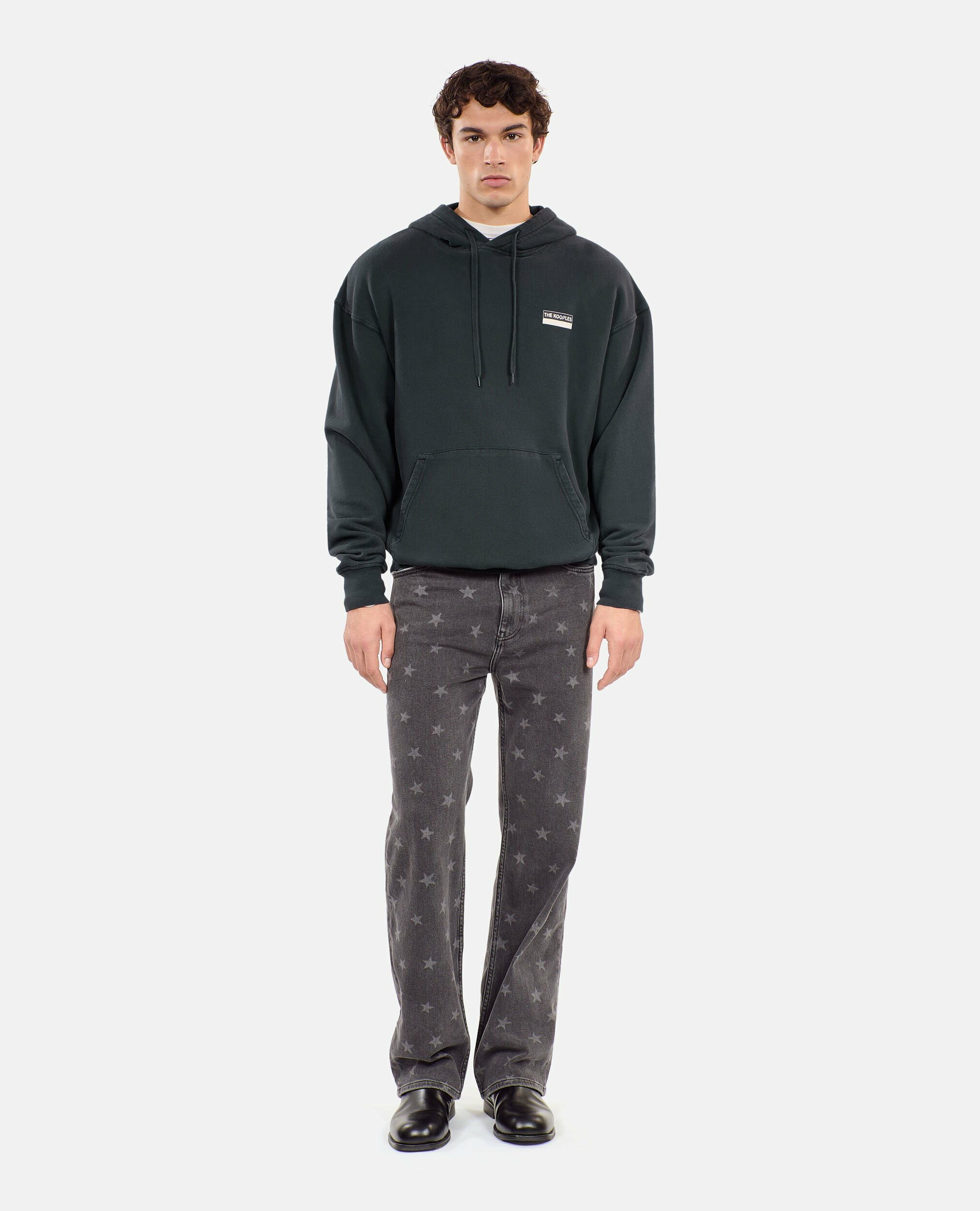 Sweatshirt À Capuche Avec Sérigraphie Noir Homme