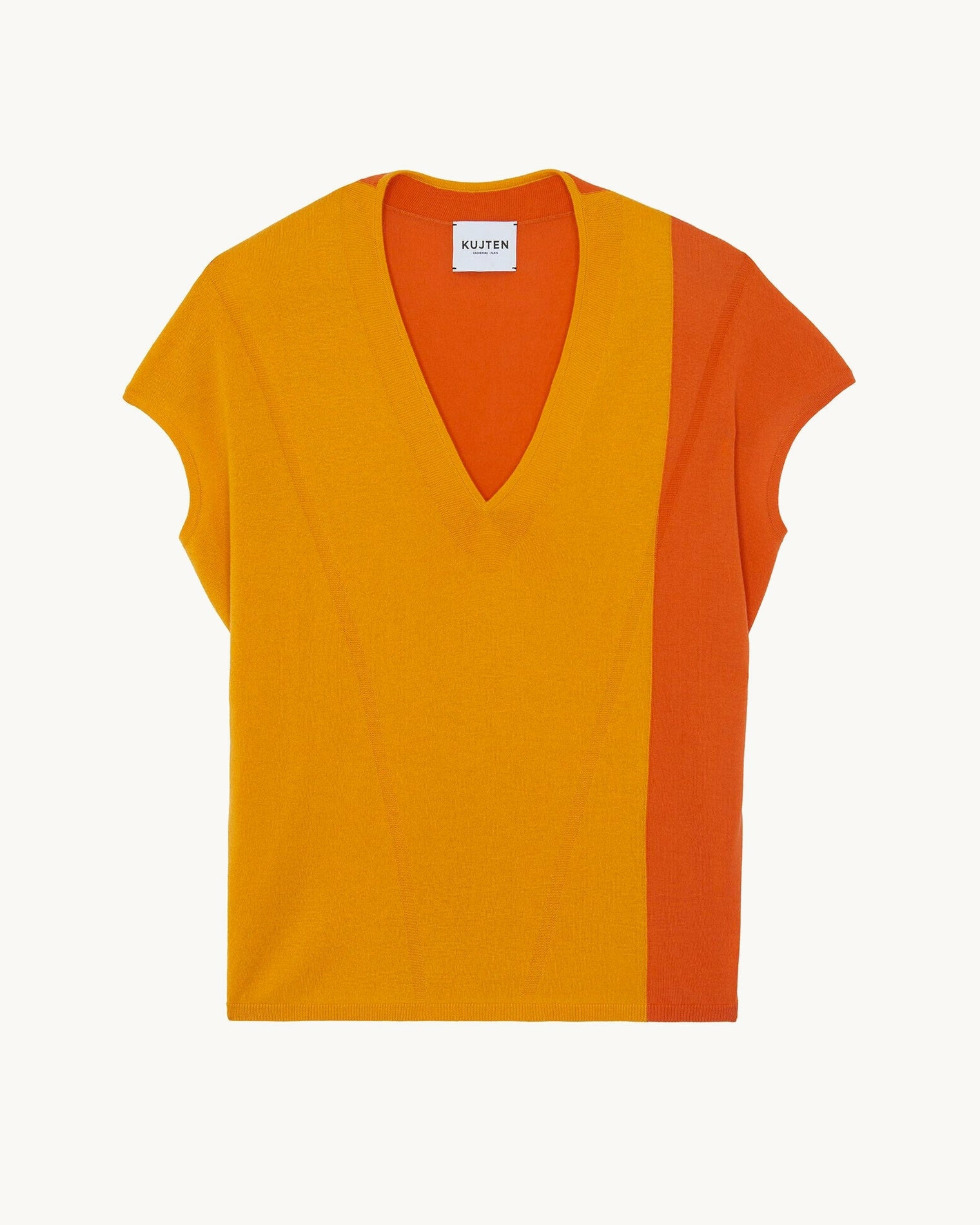 Top Julian Cb Top col v colorblock soie-cachemire