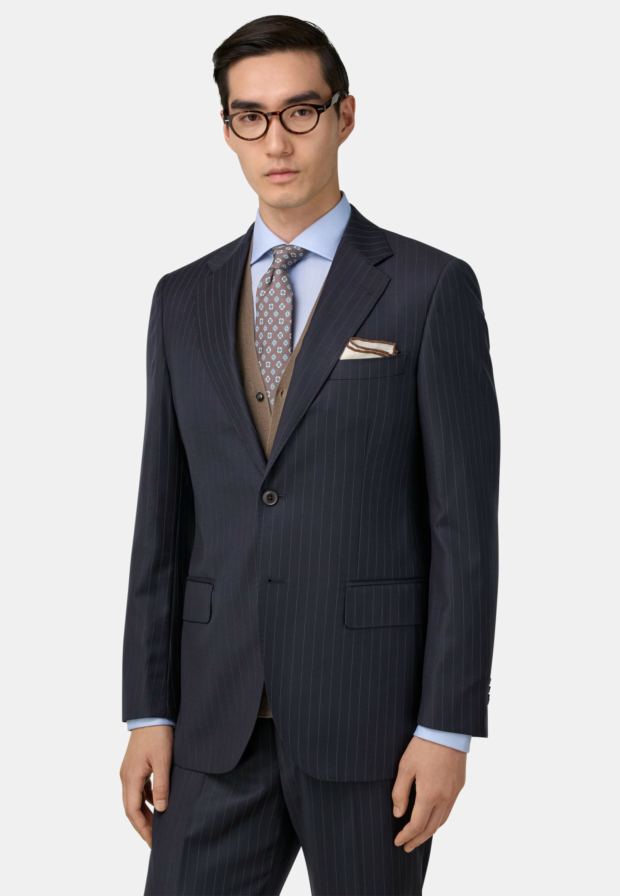 Costume à Fines Rayures en Laine