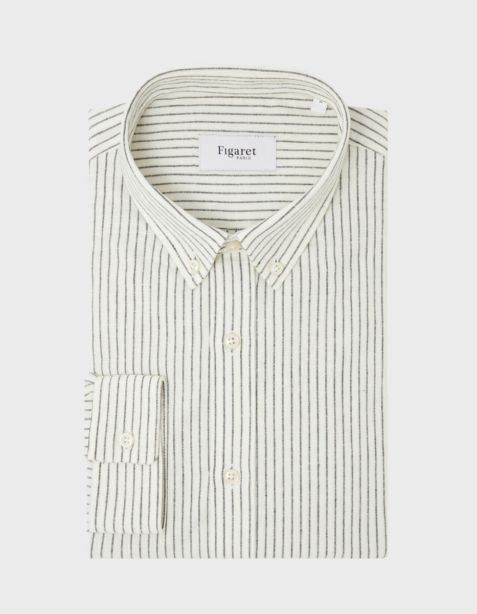 Chemise Gaspard rayée écrue et noire