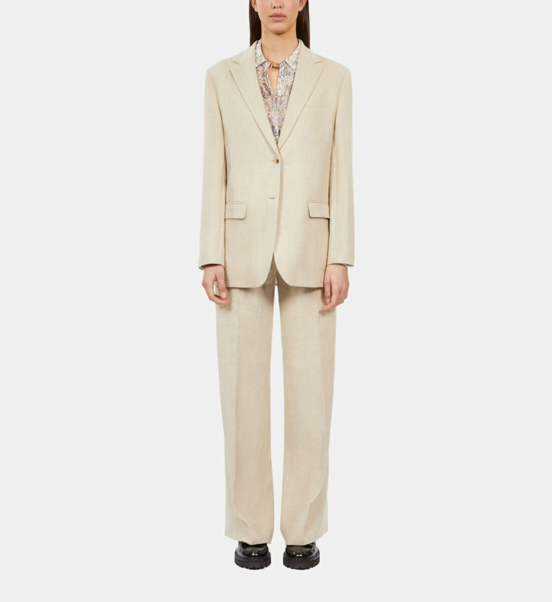 Veste Tailleur Écrue En Lin Femme