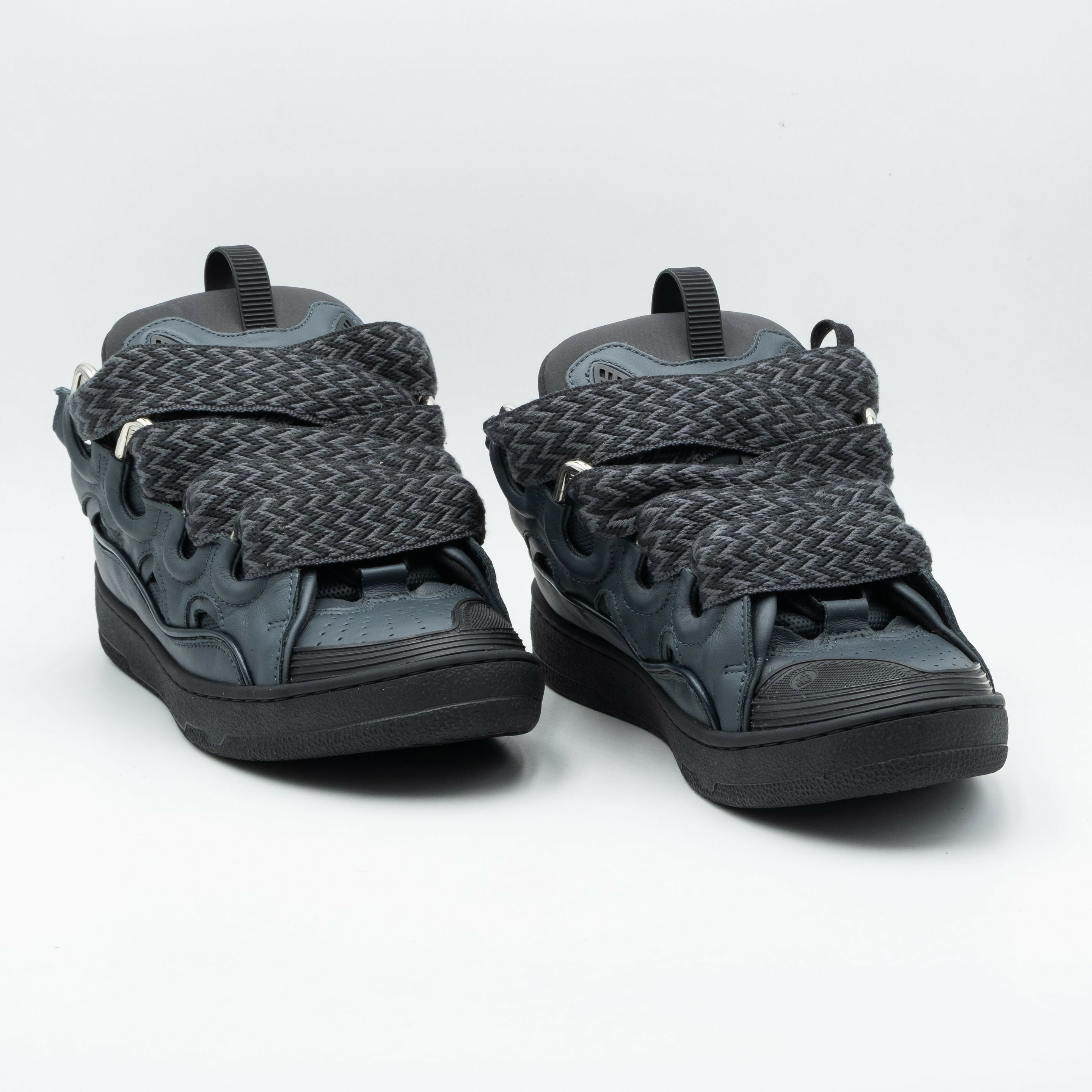 Lanvin Leather Curb Sneaker Dark Grey