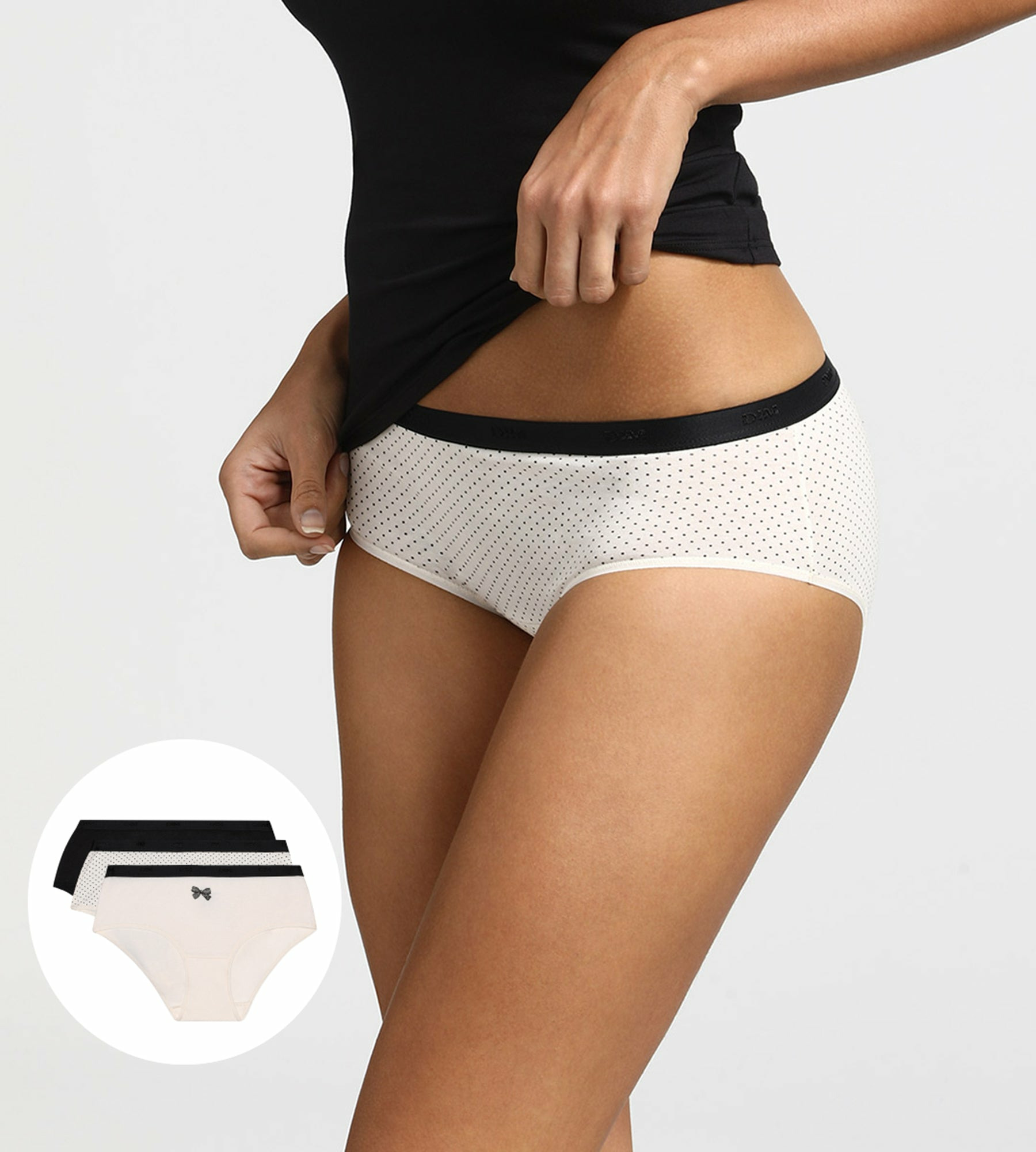 Lot de 3 boxers nœud noir en coton Les Pockets
