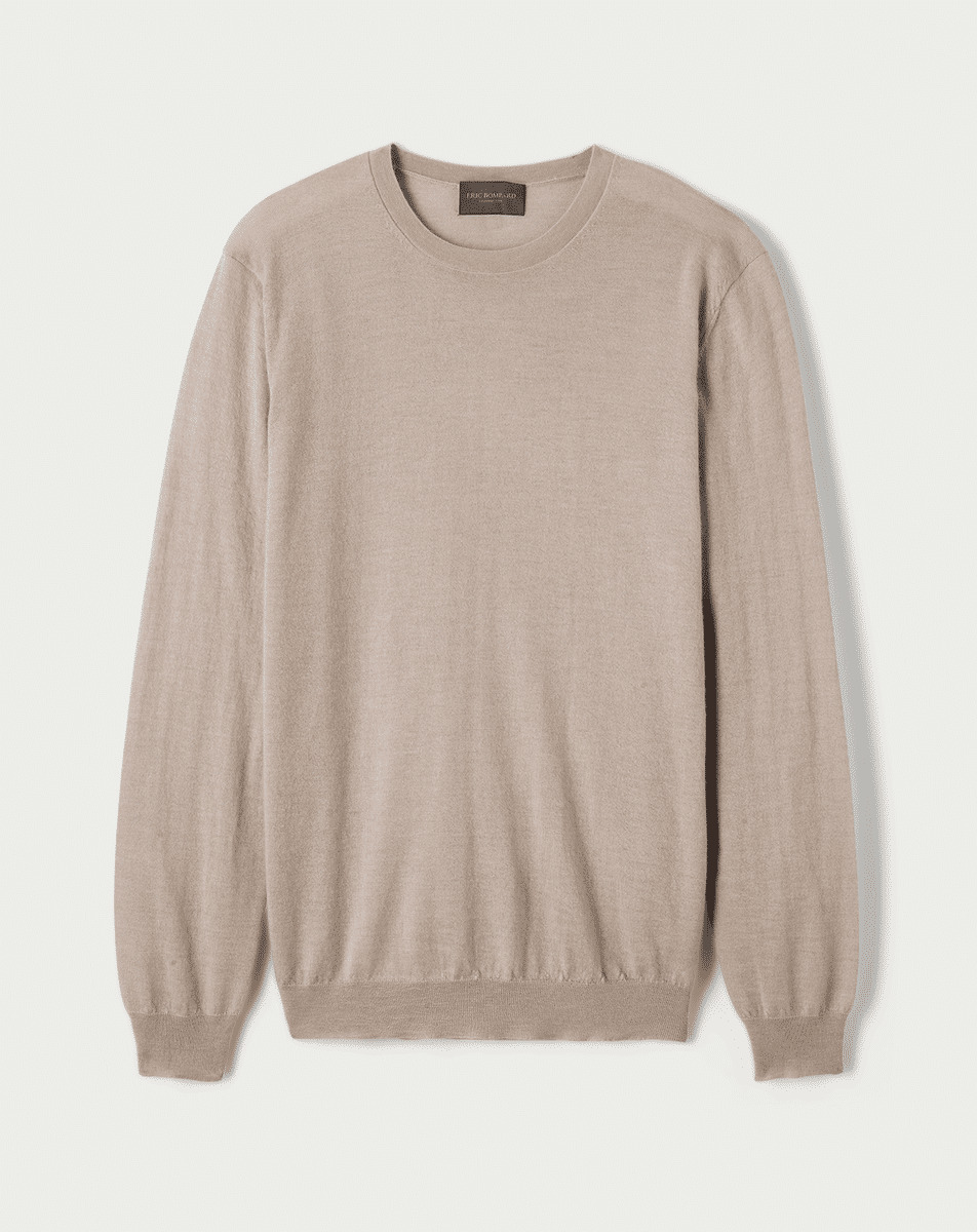 Pull col rond ultrafin - Homme - LATTE