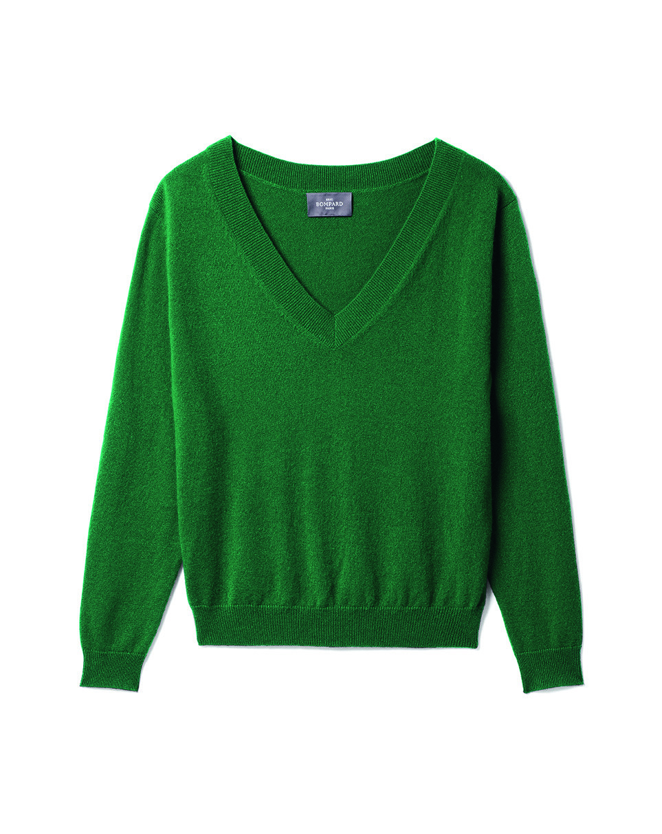 Pull V court - Femme - VERT AMAZONIE