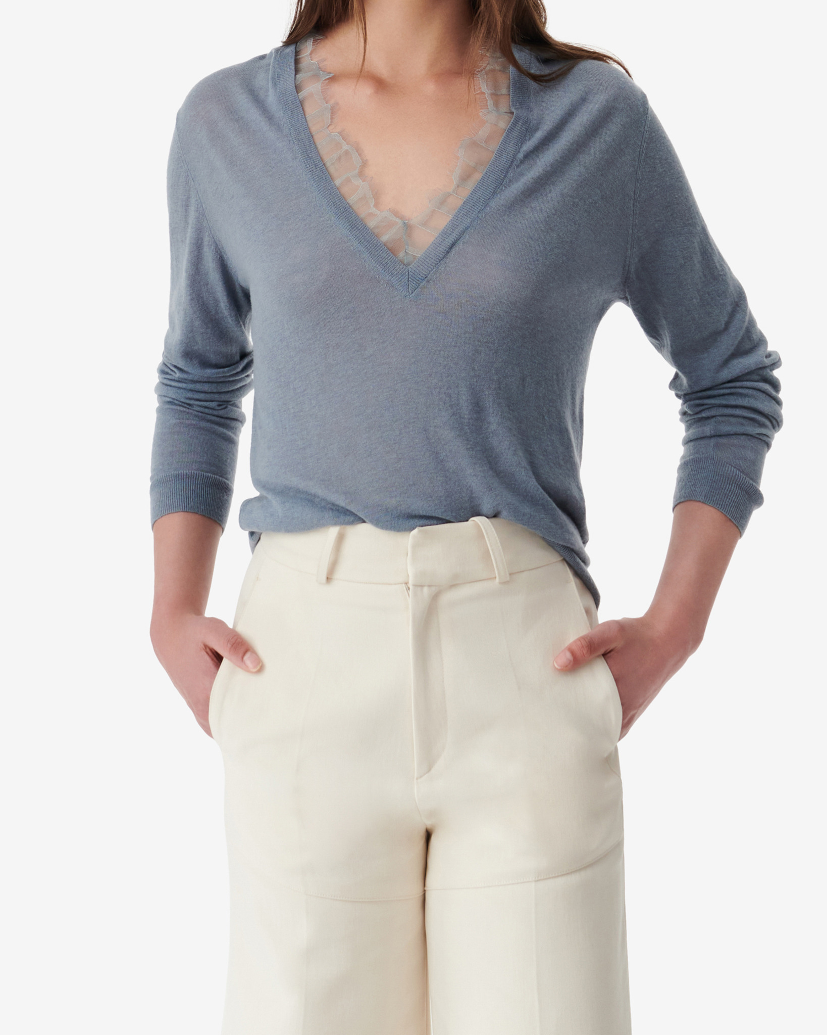 Pull Col V En Dentelle Haby