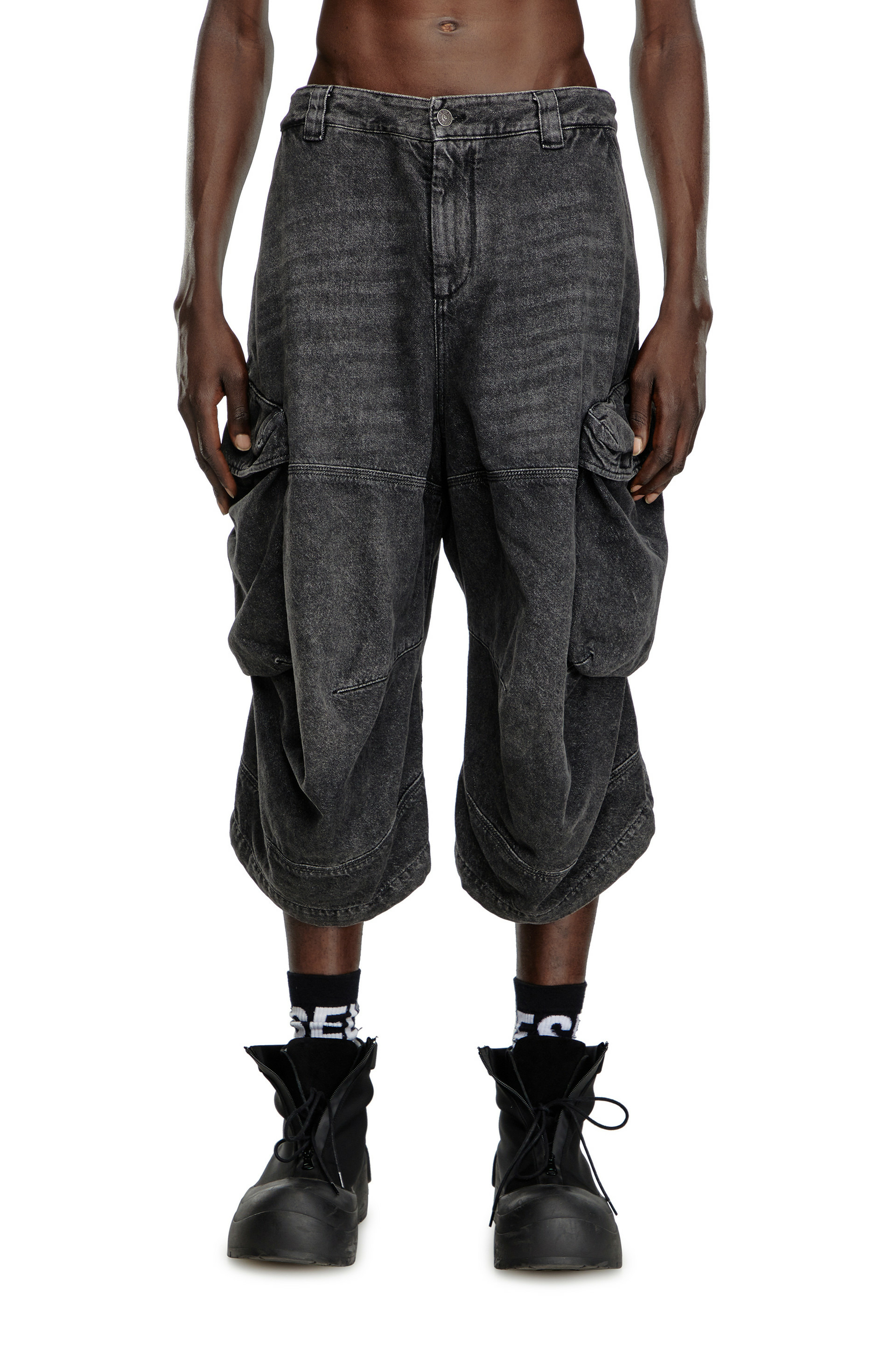 Short long en denim avec poches cargo