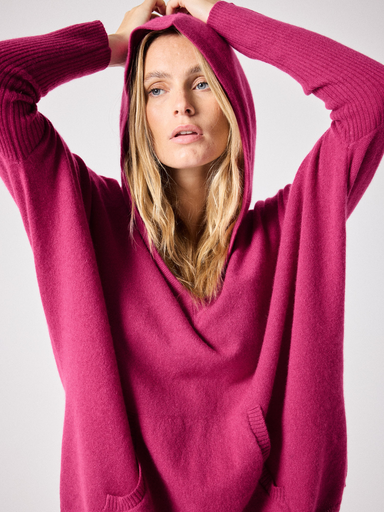 Pull poncho capuche cachemire Alix FLEUR