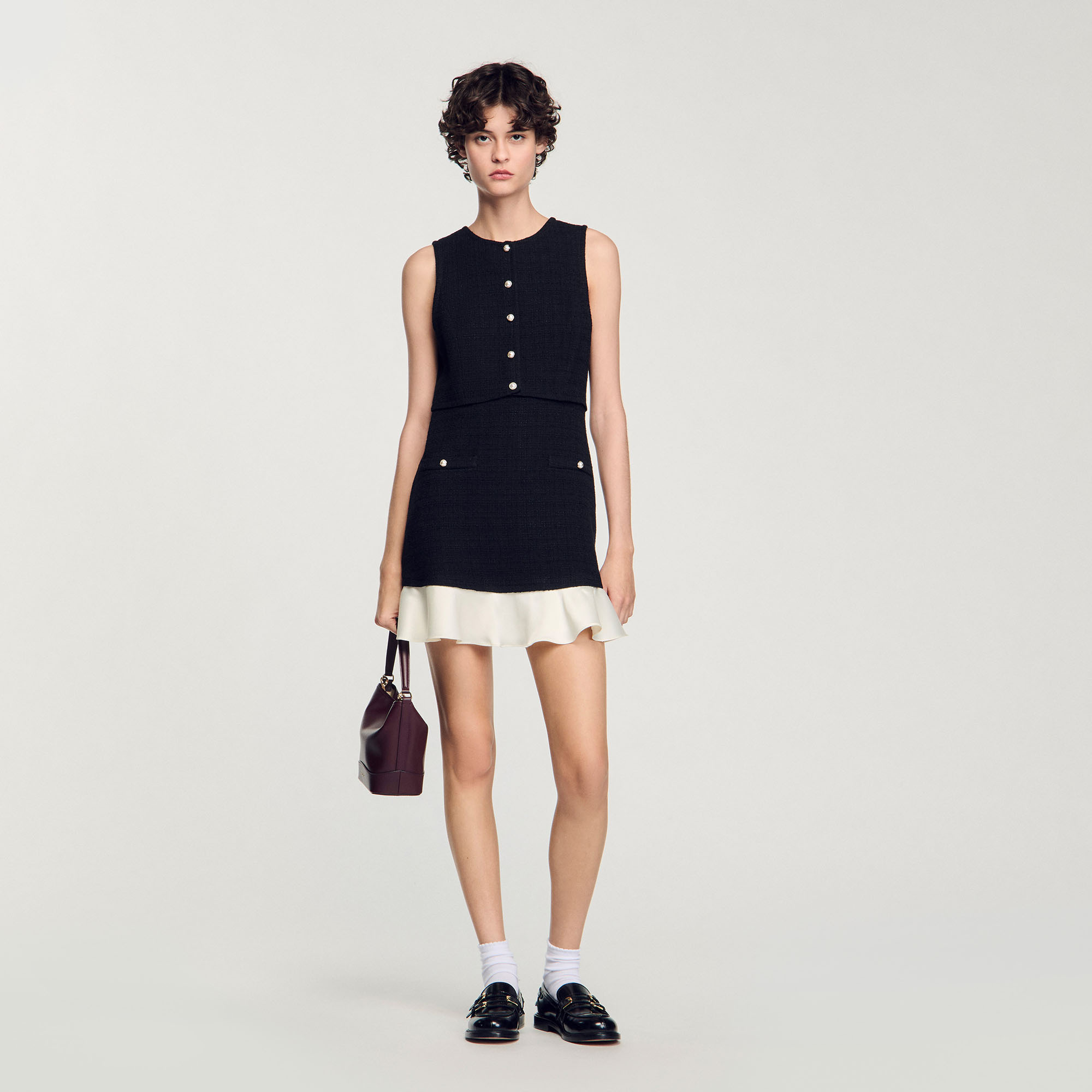 Robe courte en tweed bicolore