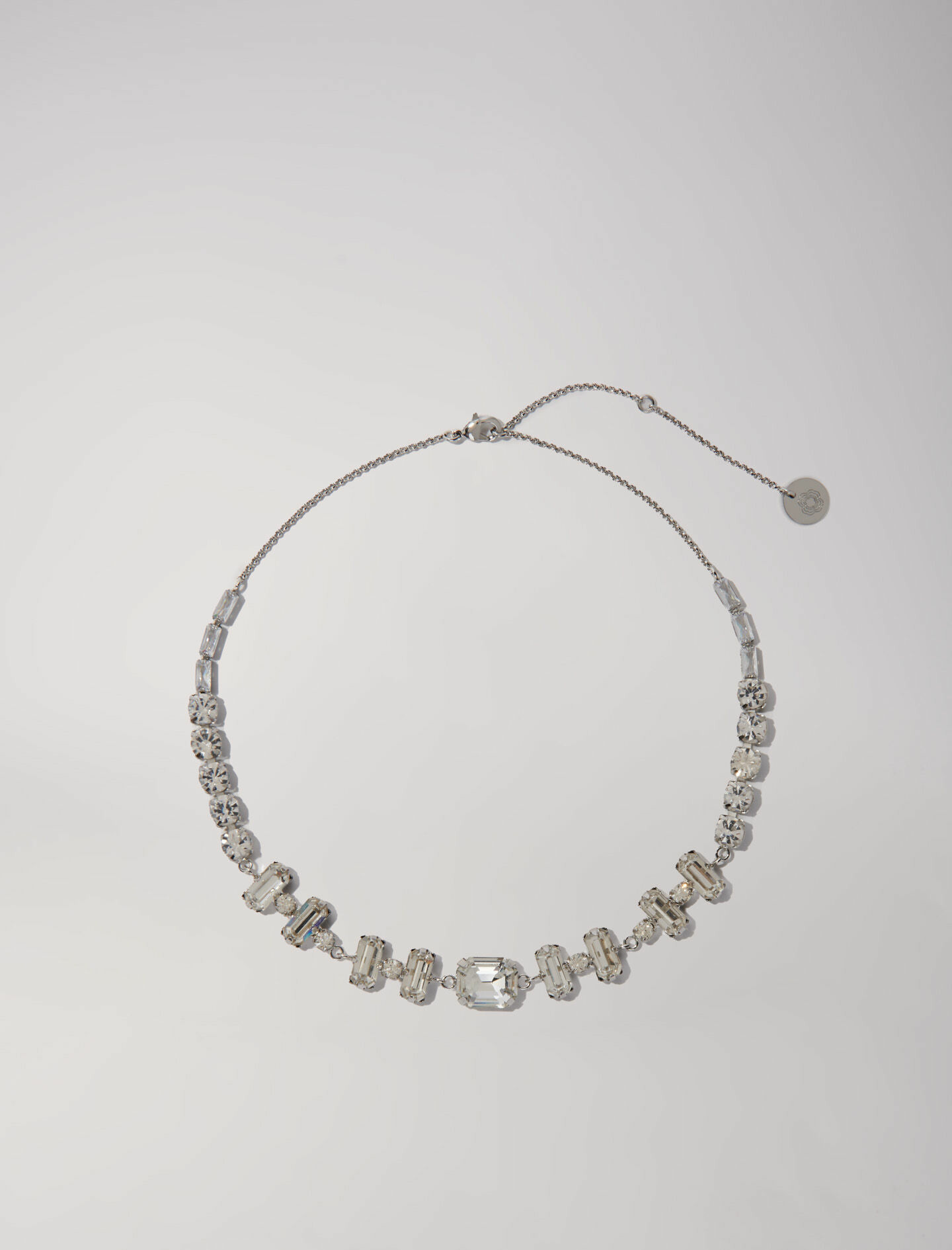 Collier chocker argenté à strass