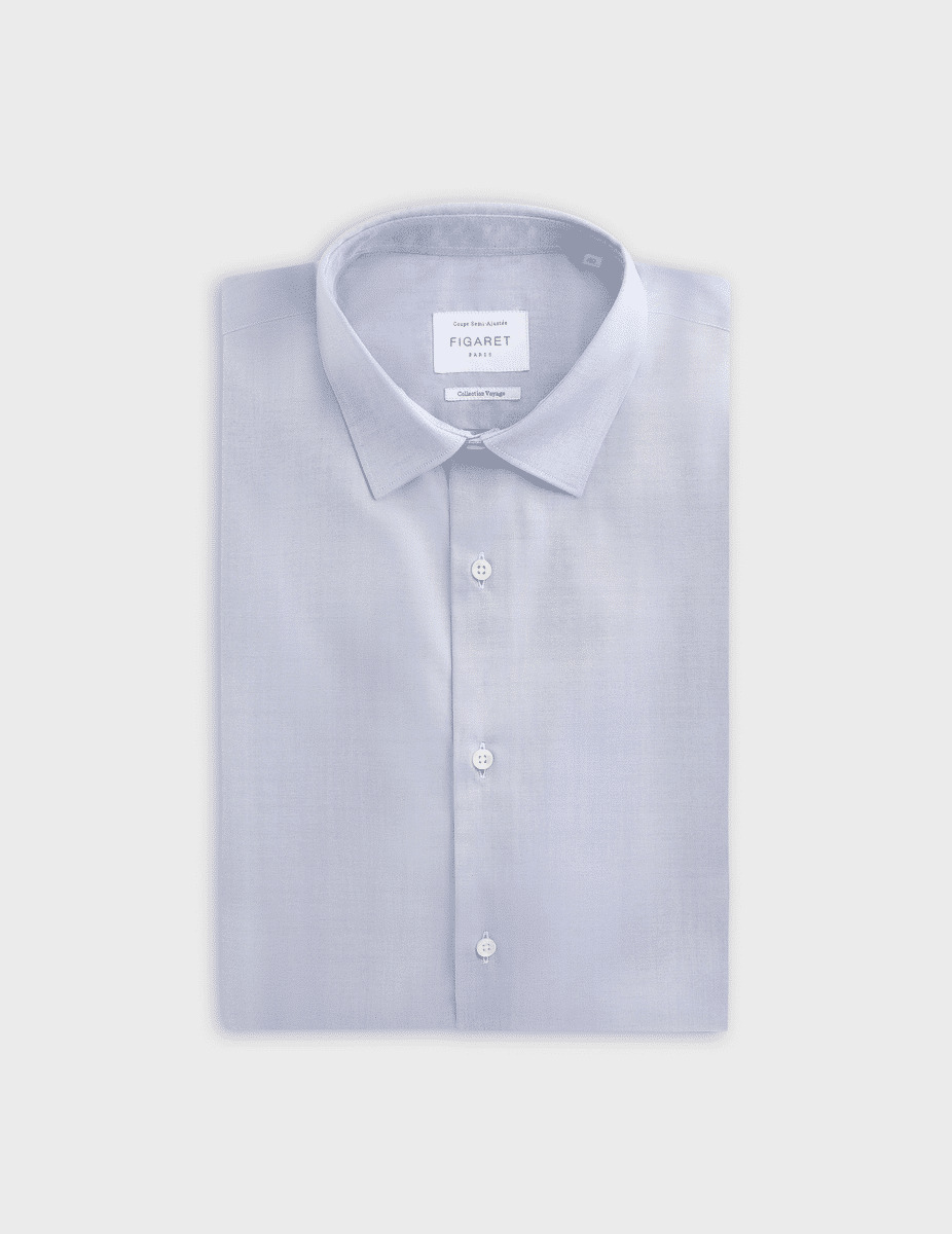 Chemise semi-ajustée infroissable bleue
