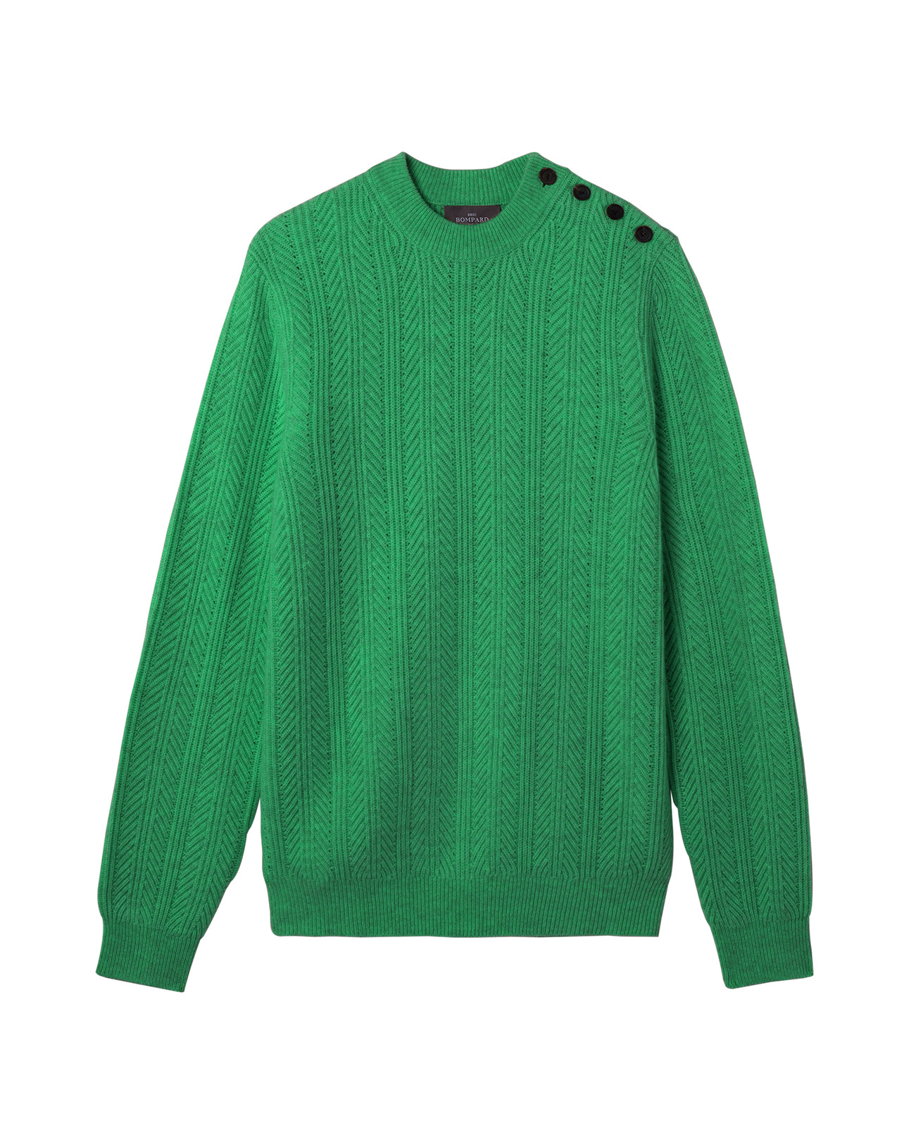 Pull col rond à chevrons - Homme - VERT CAROUBY