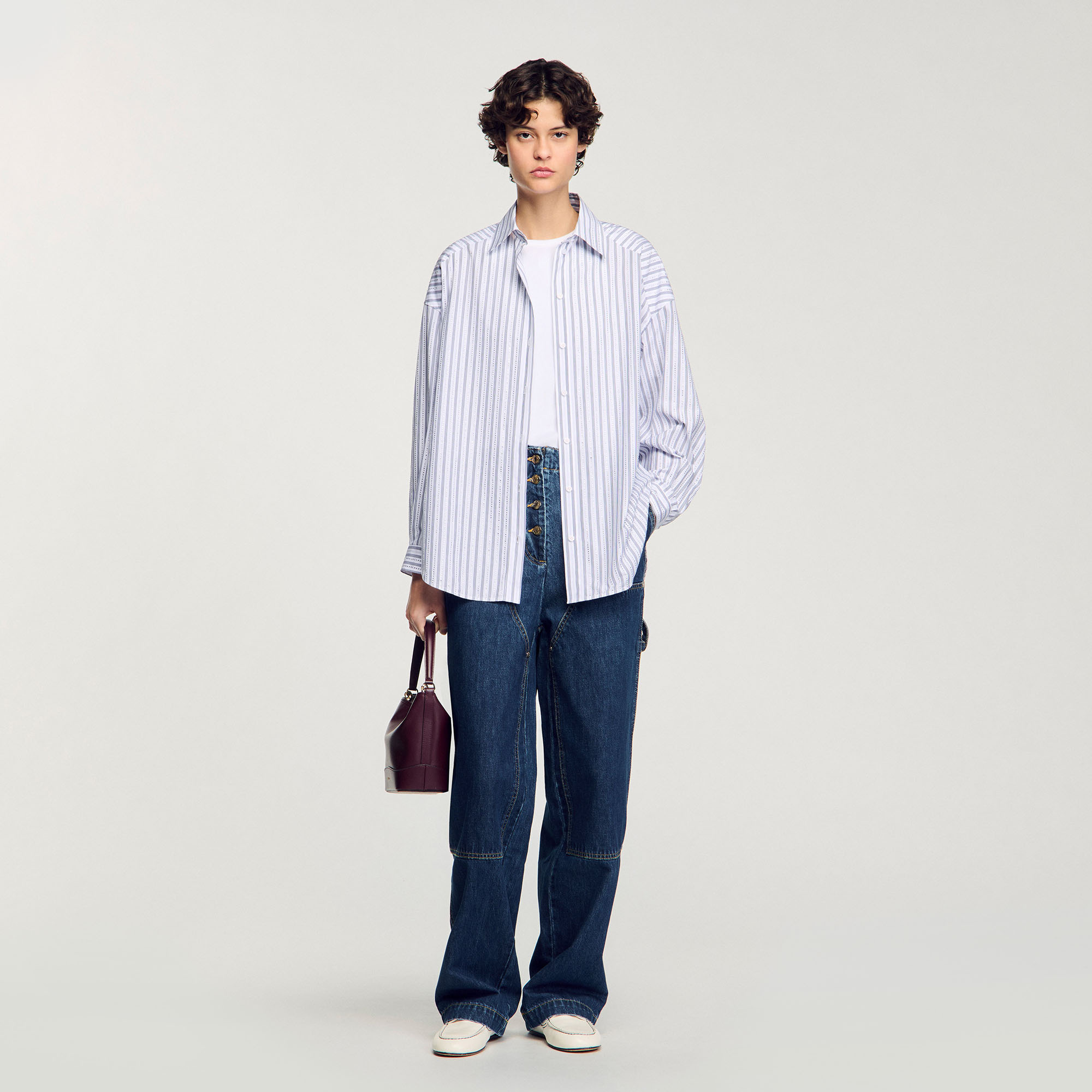 Chemise à rayures strassée