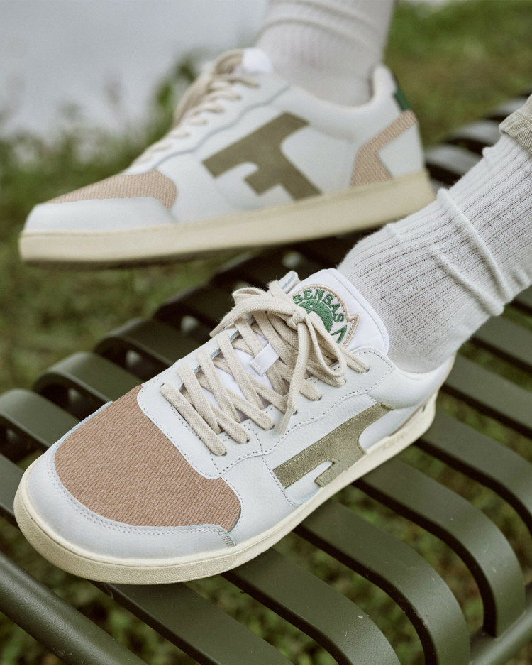 Baskets basses blanches & kaki clair