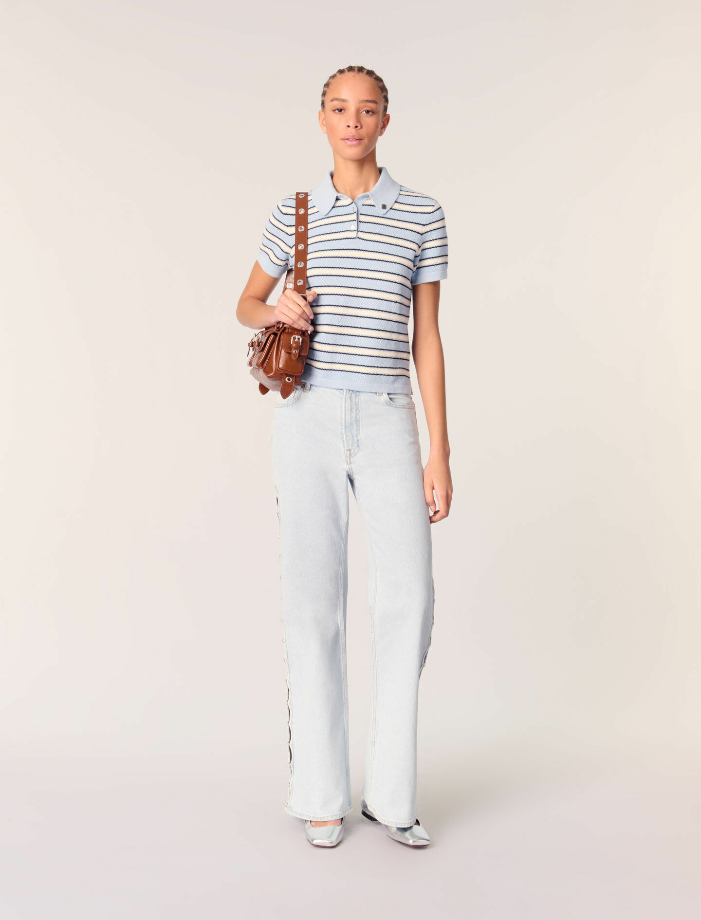 Polo en maille à rayures