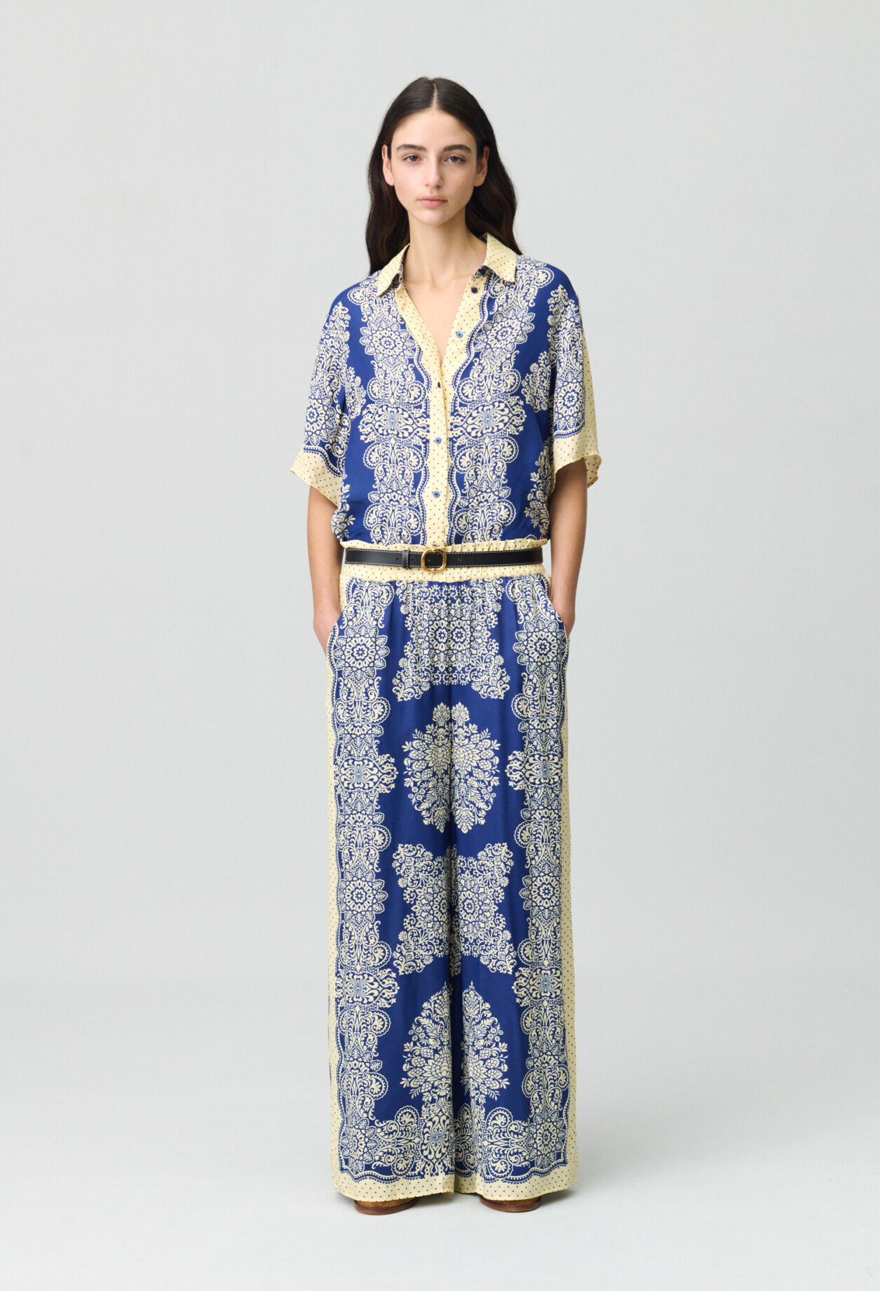 Pantalon large fluide imprimé