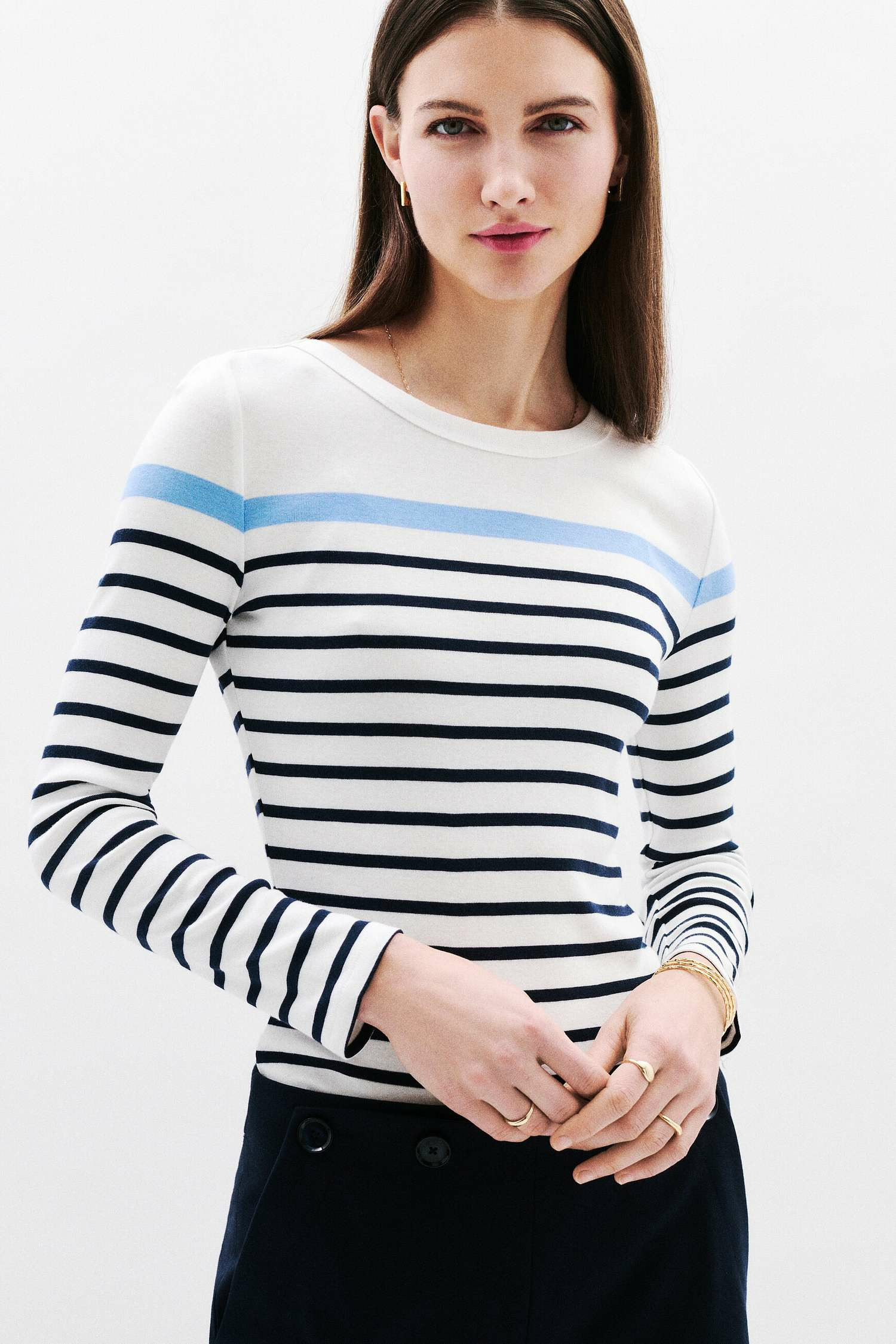T-shirt lana à rayures