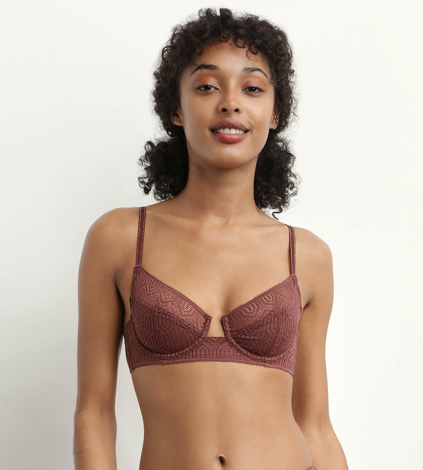 Soutien-gorge emboitant armatures dentelle graphique Cacao Mod de Dim