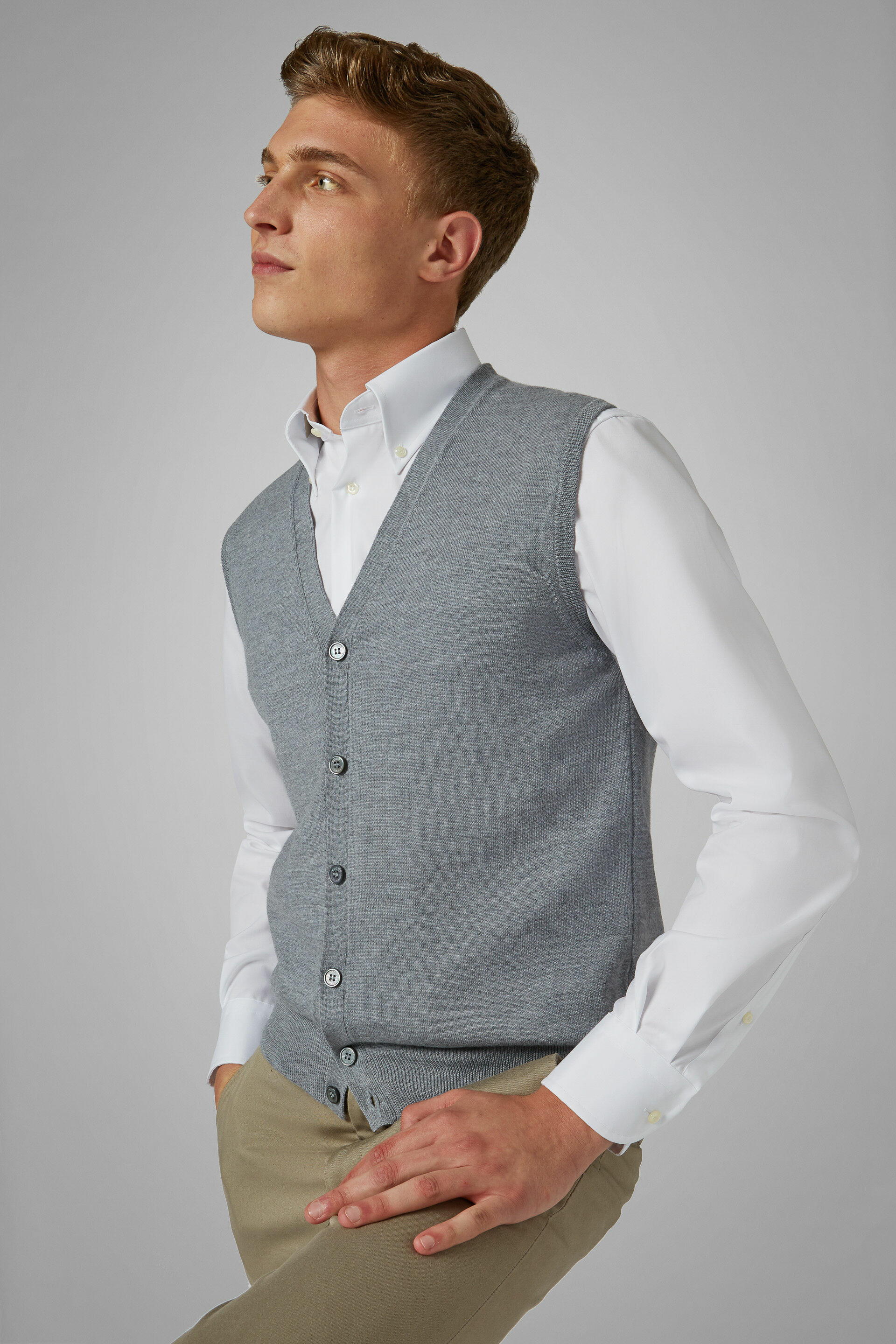 Gilet Gris En Laine Mérinos