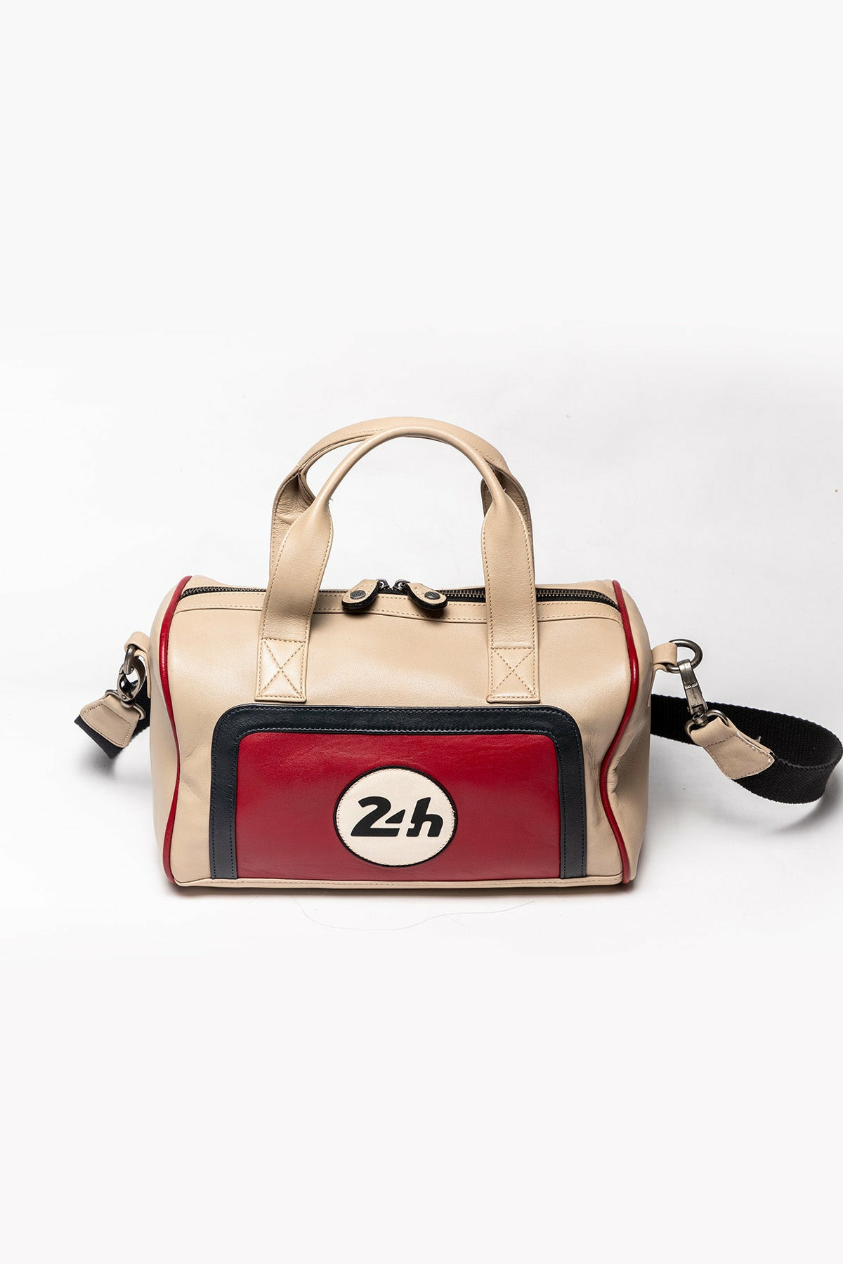 Sac Cuir 24H Le Mans femme Joey écru.rouge